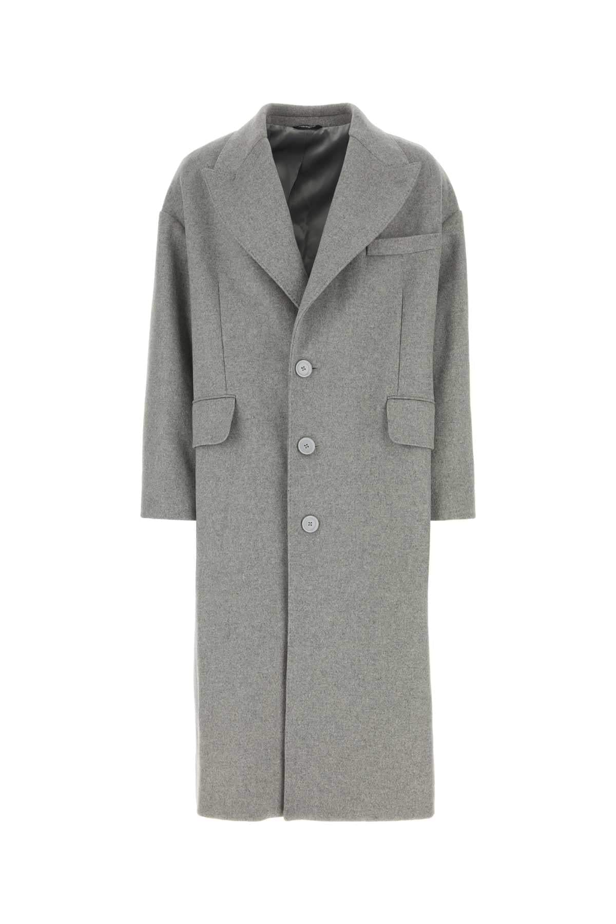 Dolce & Gabbana Men Grey Wool Blend Coat DestGlow