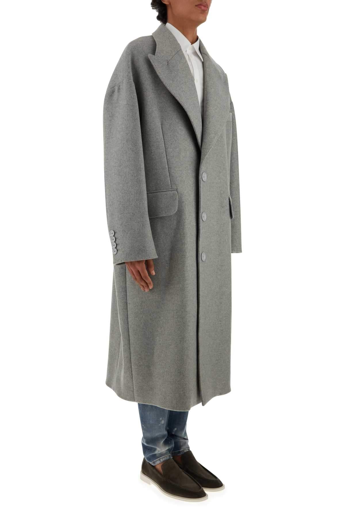 Dolce & Gabbana Men Grey Wool Blend Coat DestGlow