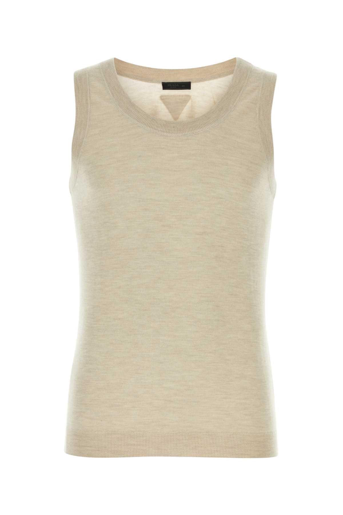 Prada Men Melange Sand Cashmere Tank Top DestGlow