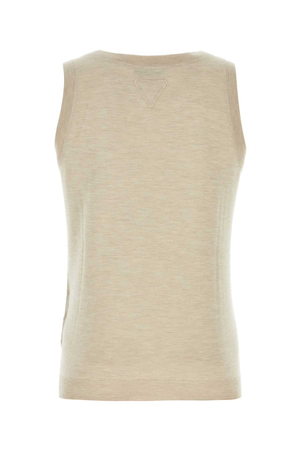 Prada Men Melange Sand Cashmere Tank Top DestGlow