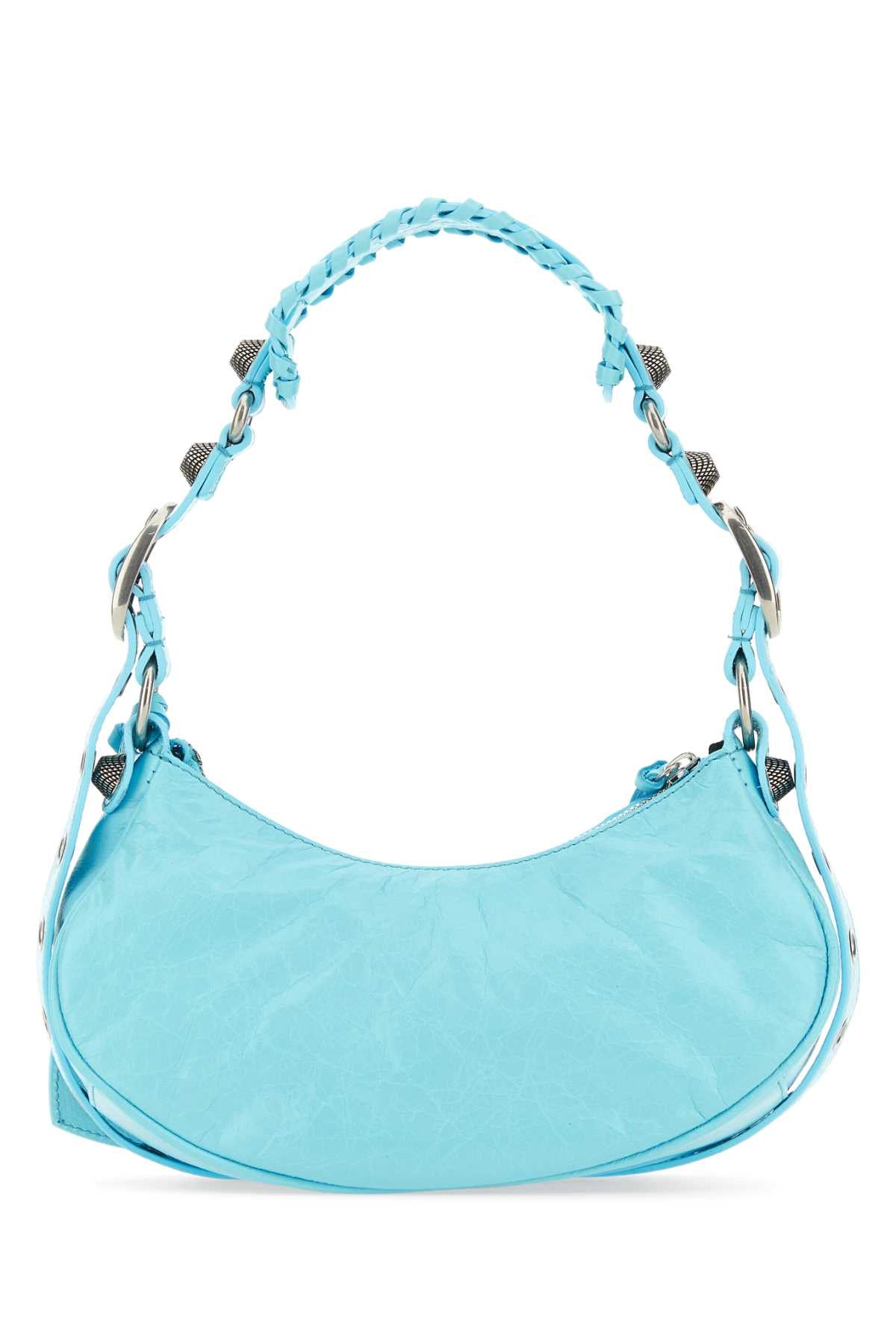 Balenciaga Women Light Blue Nappa Leather Le Cagole Xs Shoulder Bag DestGlow