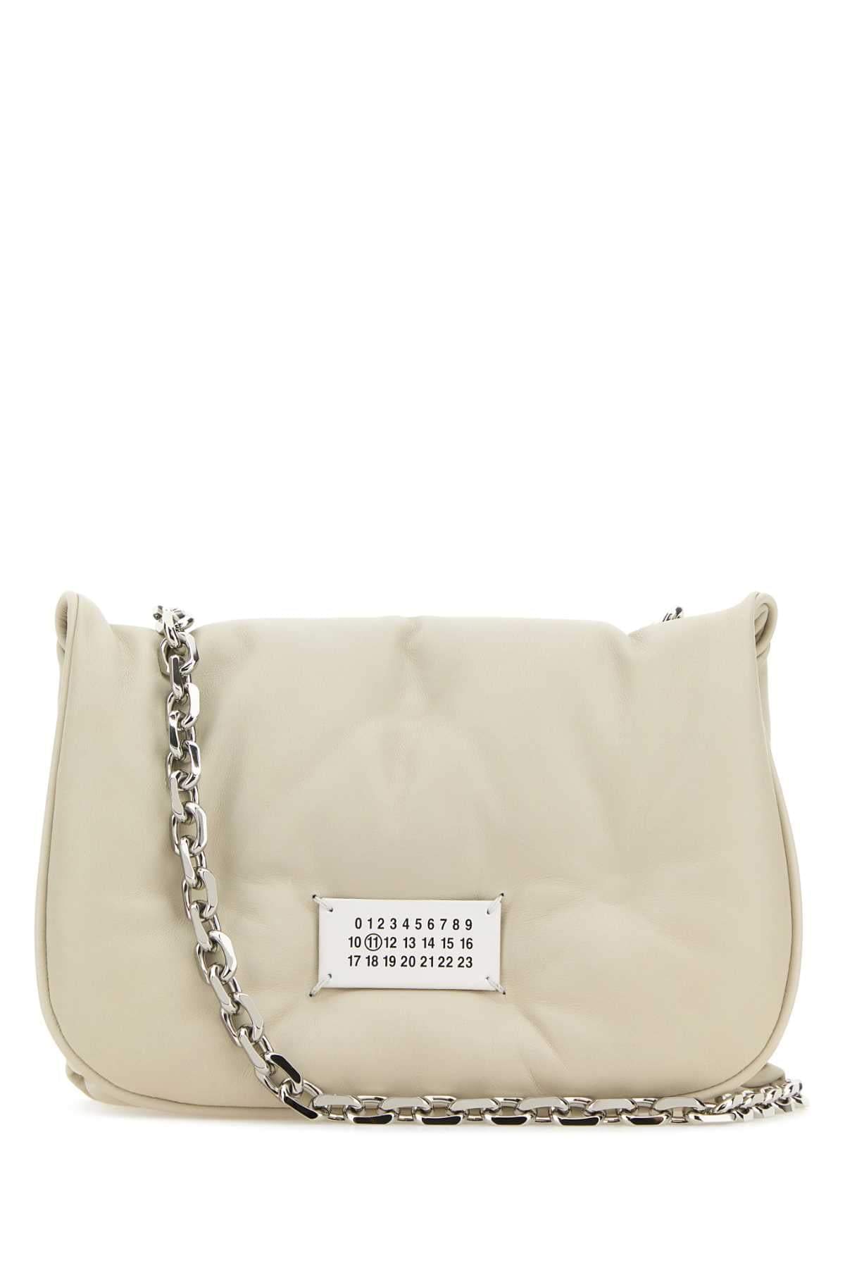 Maison Margiela Women Chalk Nappa Leather Small Glam Slam Flap Crossbody Bag DestGlow