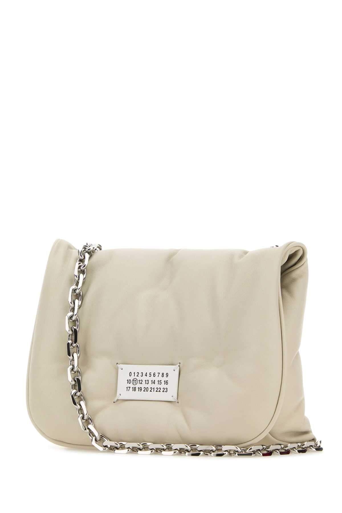 Maison Margiela Women Chalk Nappa Leather Small Glam Slam Flap Crossbody Bag DestGlow
