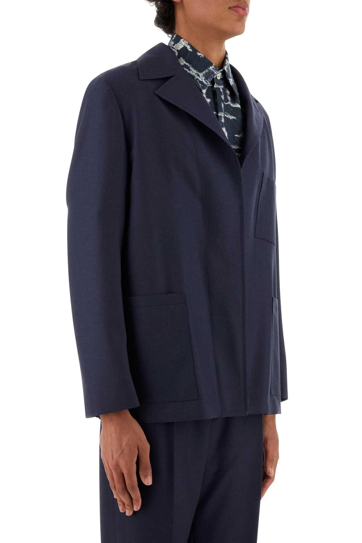Fendi Men Blue Wool Blazer DestGlow