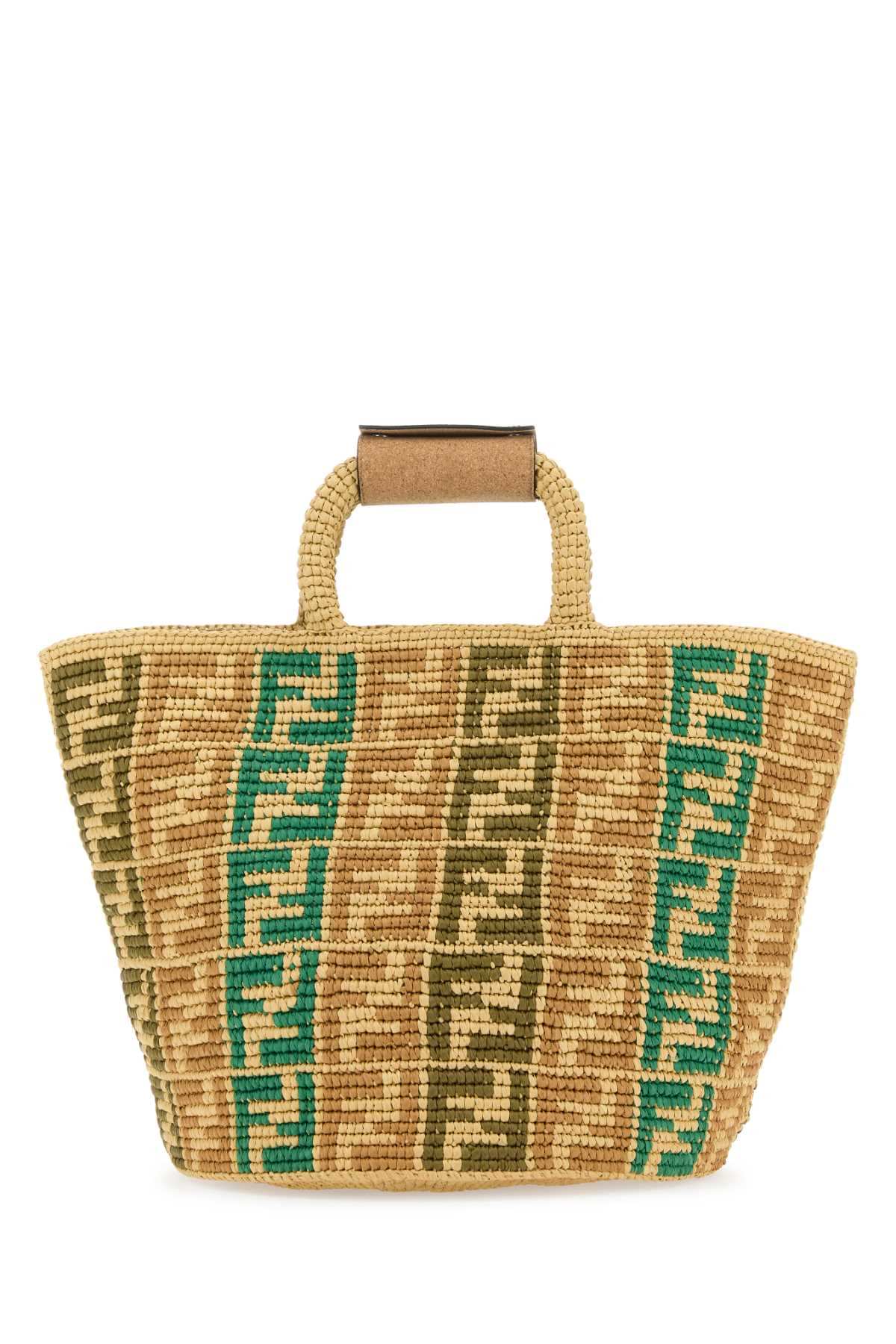 Fendi Men Embroidered Raffia Ff Shopper Shopping Bag DestGlow