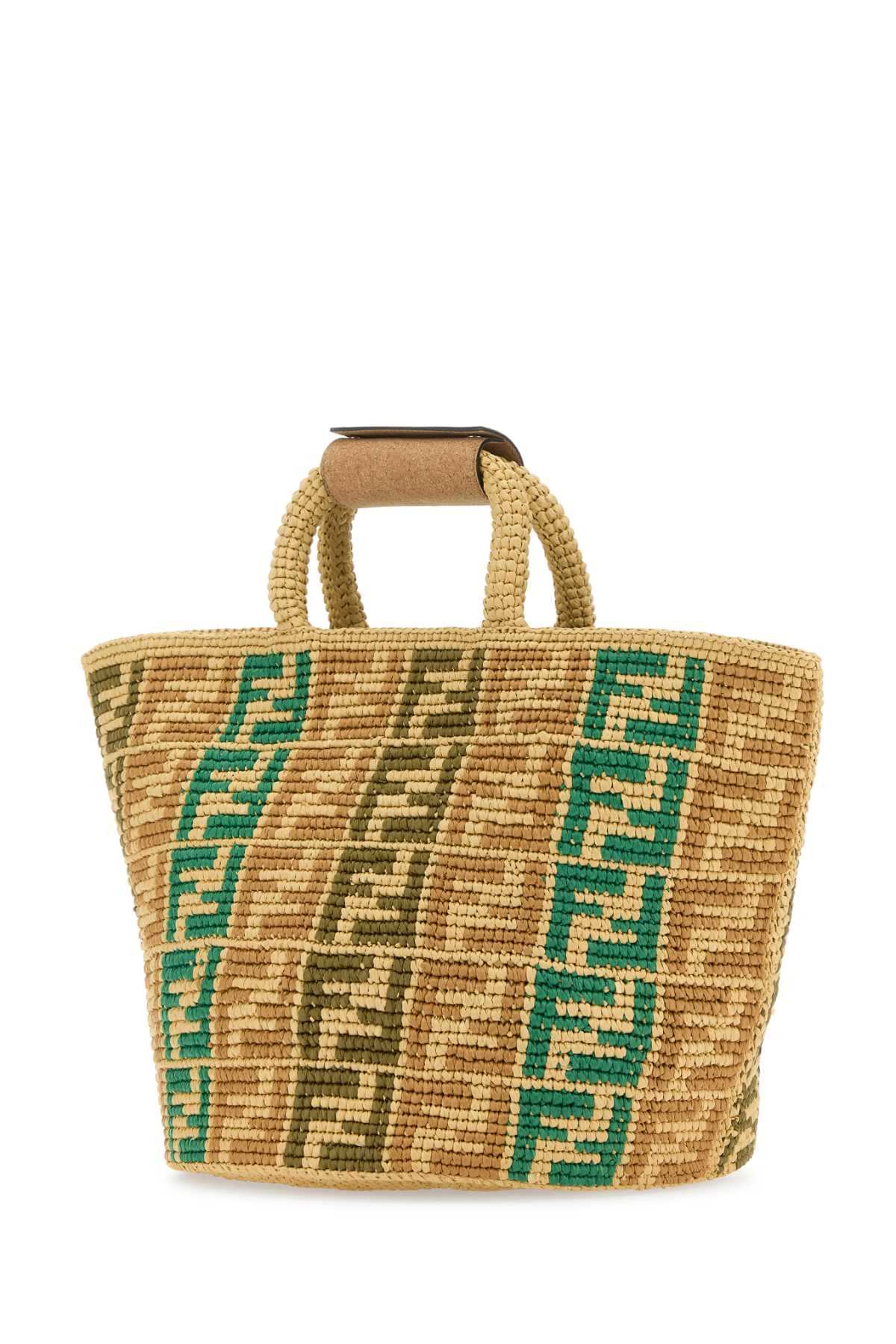 Fendi Men Embroidered Raffia Ff Shopper Shopping Bag DestGlow