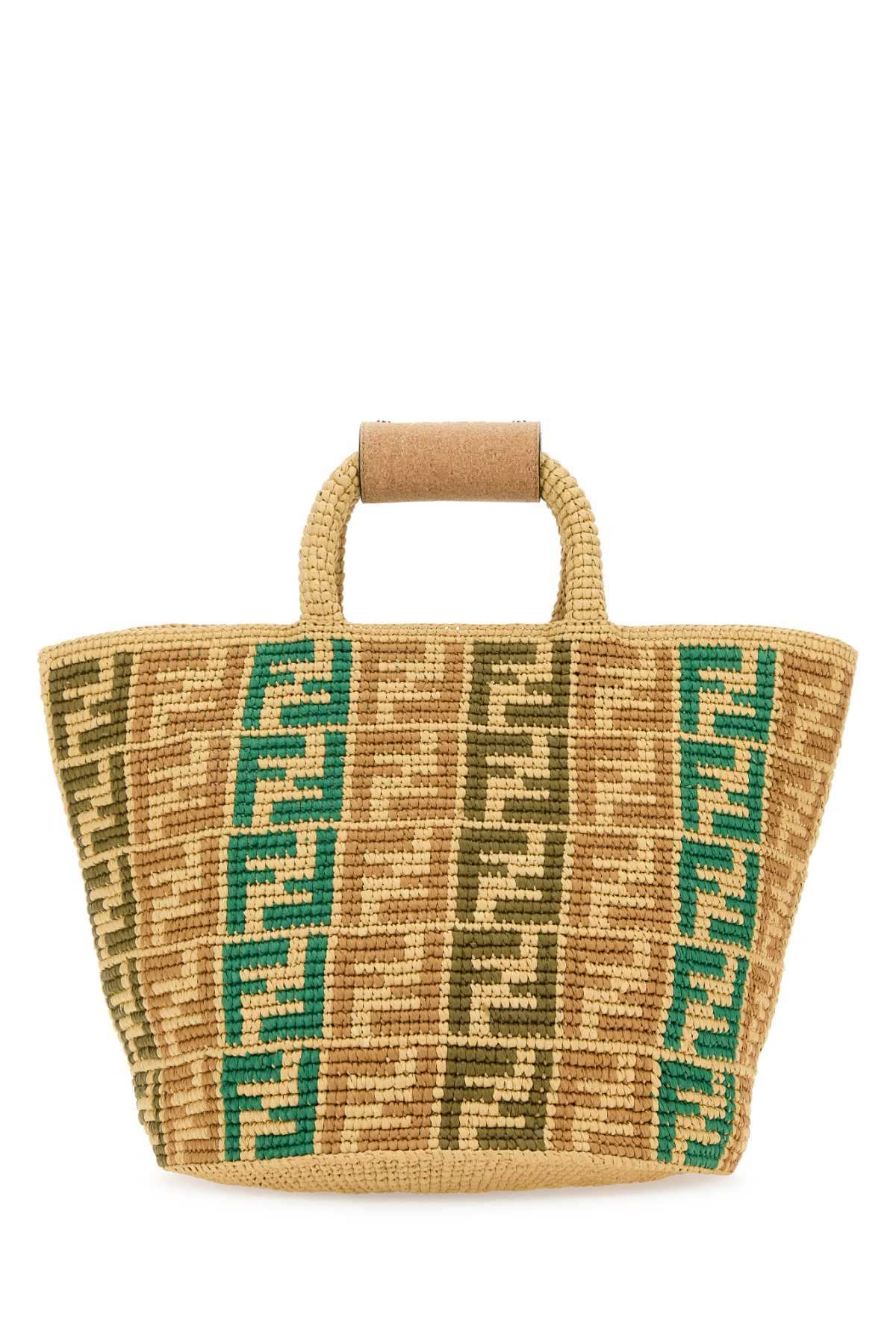 Fendi Men Embroidered Raffia Ff Shopper Shopping Bag DestGlow
