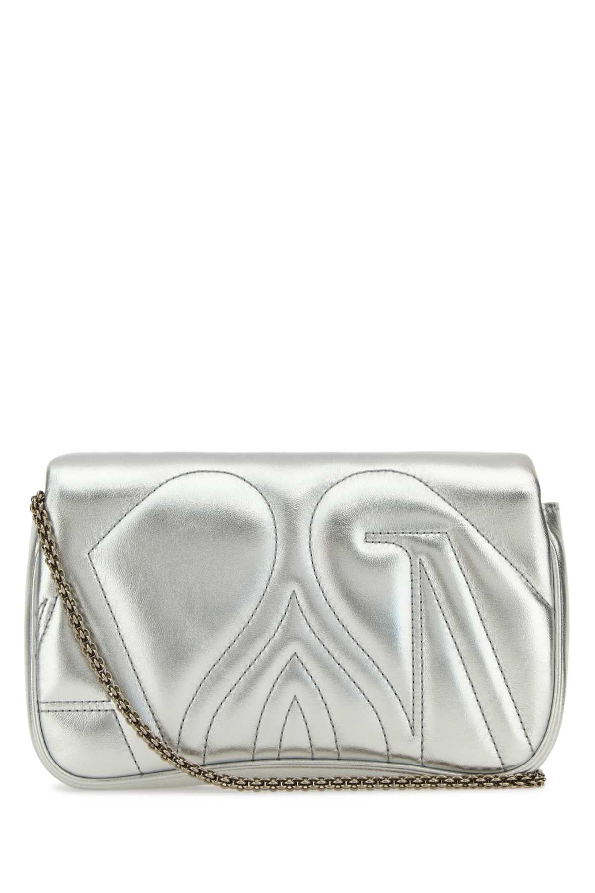 Alexander Mcqueen Women Silver Leather Mini Seal Clutch DestGlow