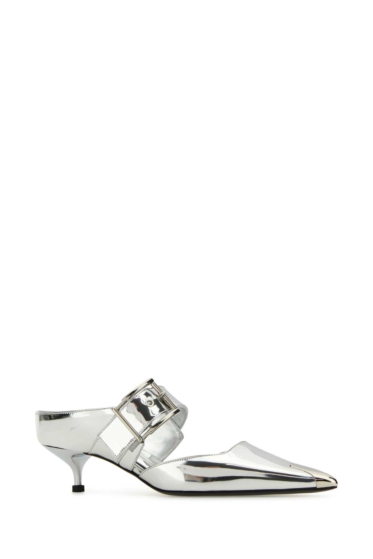 Alexander Mcqueen Women Silver Leather Punk Pumps by Luosophy