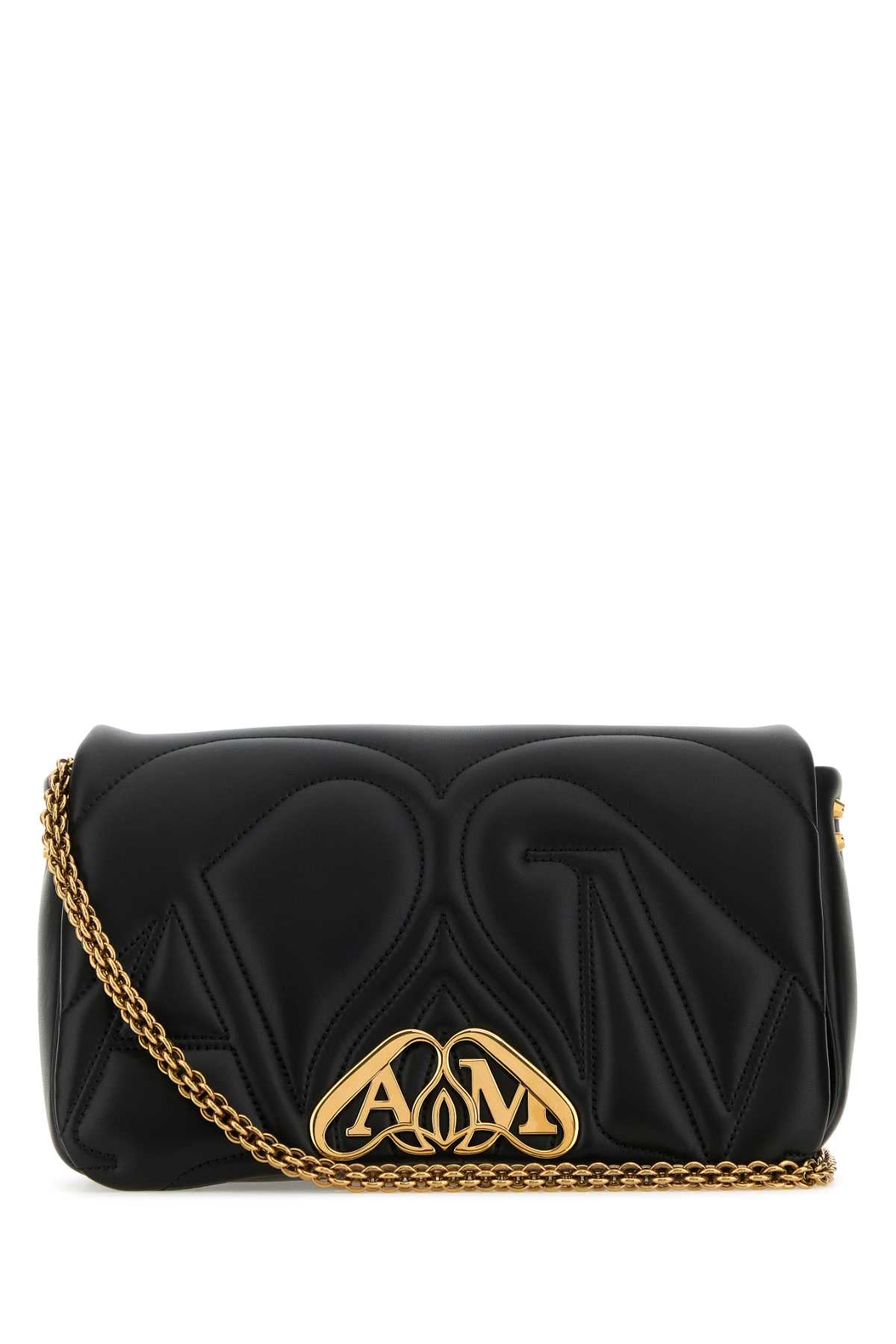 Alexander Mcqueen Women Black Leather Small Seal Shoulder Bag DestGlow