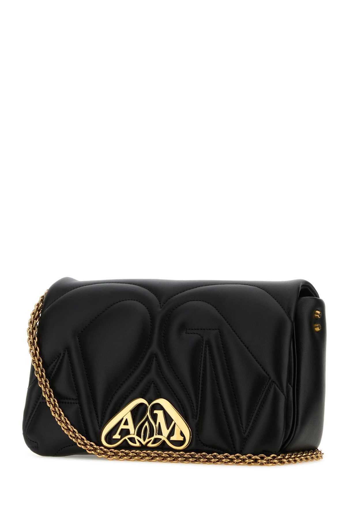Alexander Mcqueen Women Black Leather Small Seal Shoulder Bag DestGlow