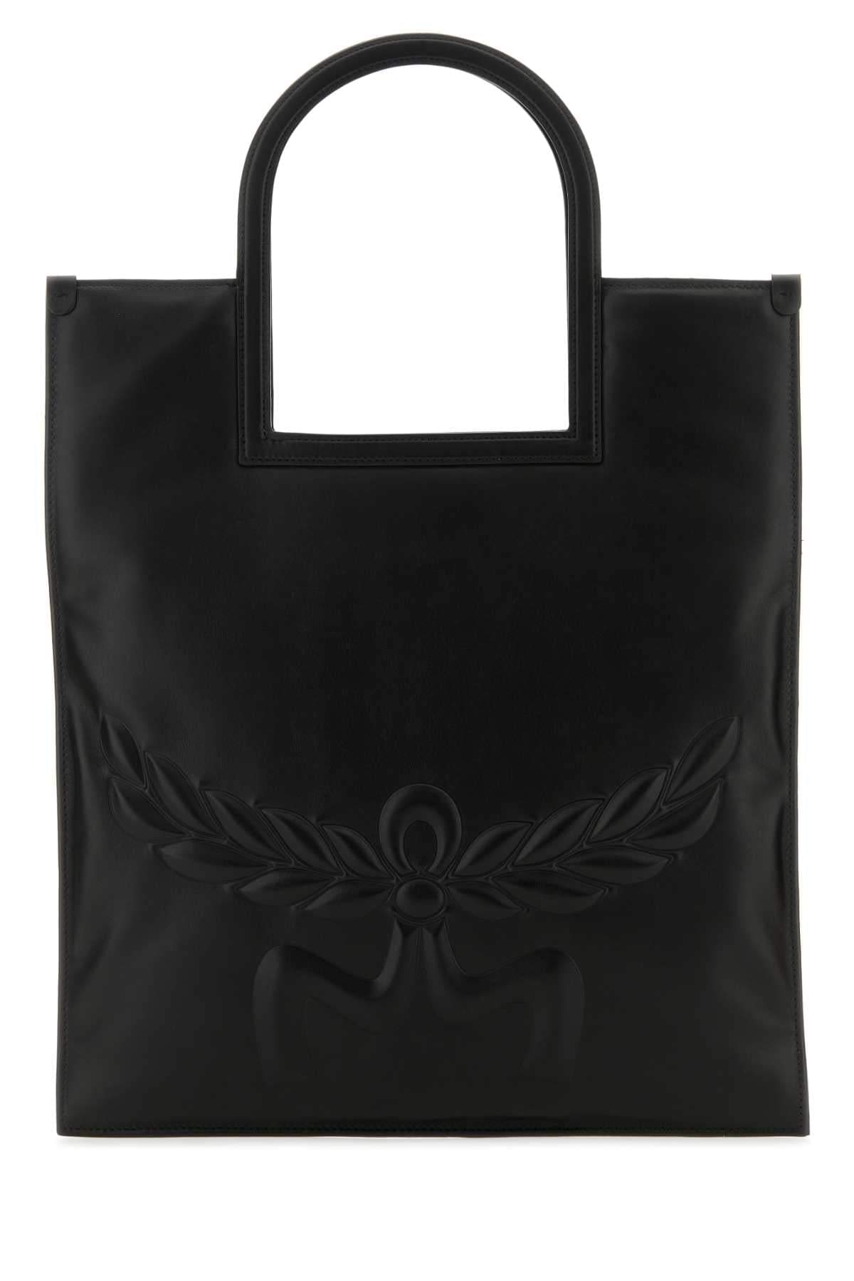 Mcm Women Black Nappa Leather Aren Shopping Bag DestGlow