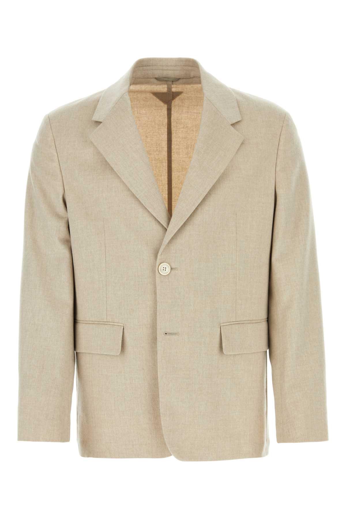 Prada Men Melange Sand Cashmere Blazer DestGlow