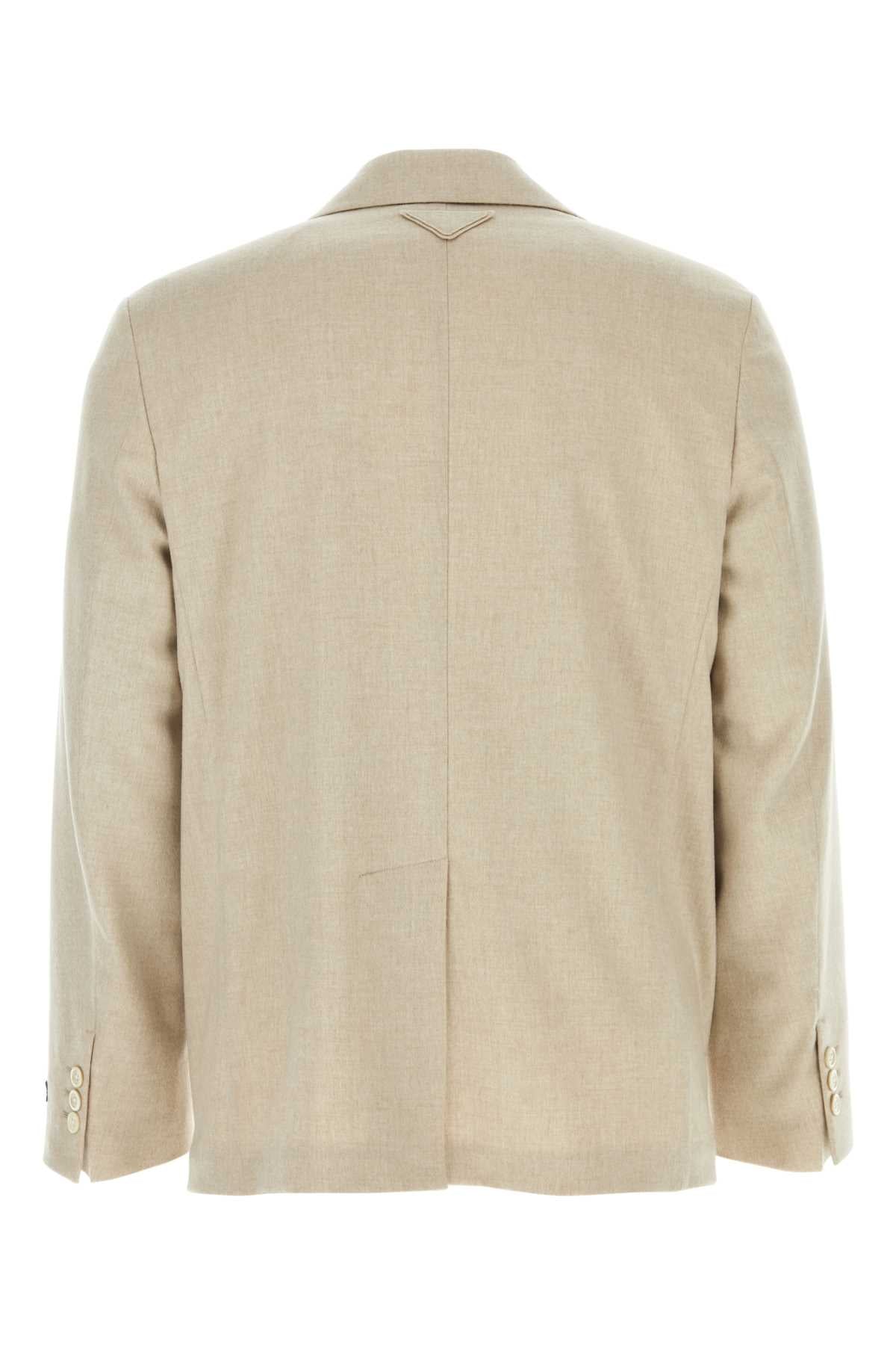 Prada Men Melange Sand Cashmere Blazer DestGlow