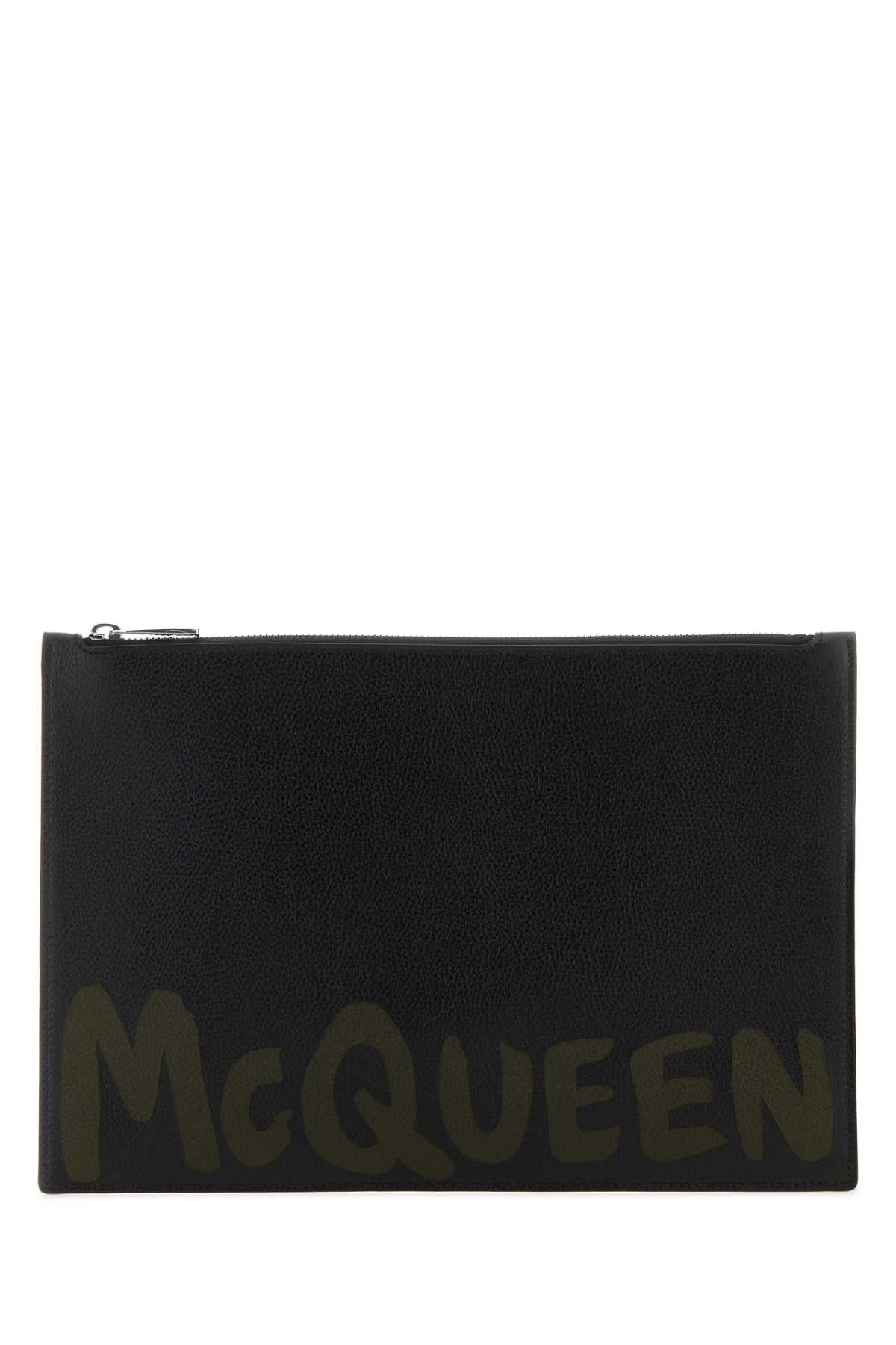 Alexander Mcqueen Men Black Leather Clutch DestGlow