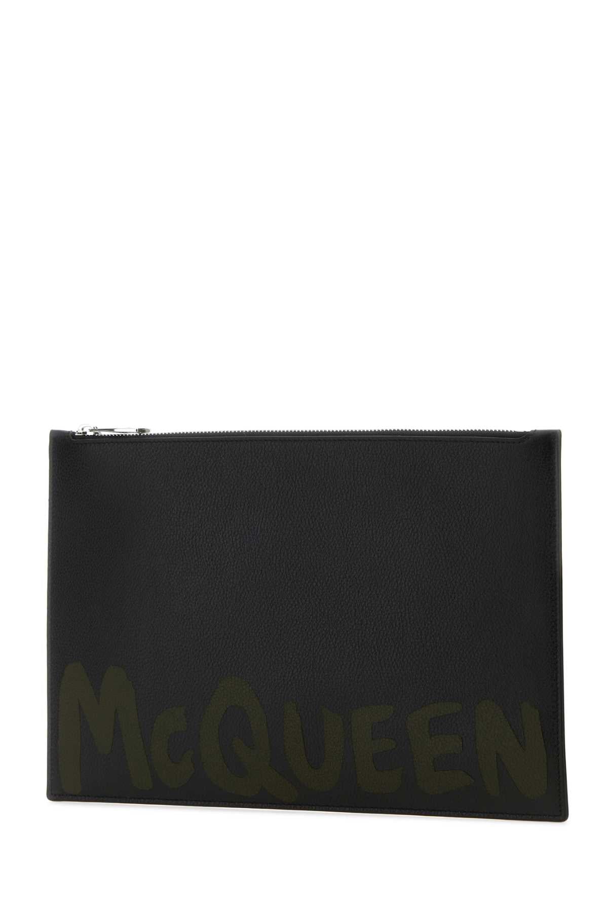 Alexander Mcqueen Men Black Leather Clutch DestGlow