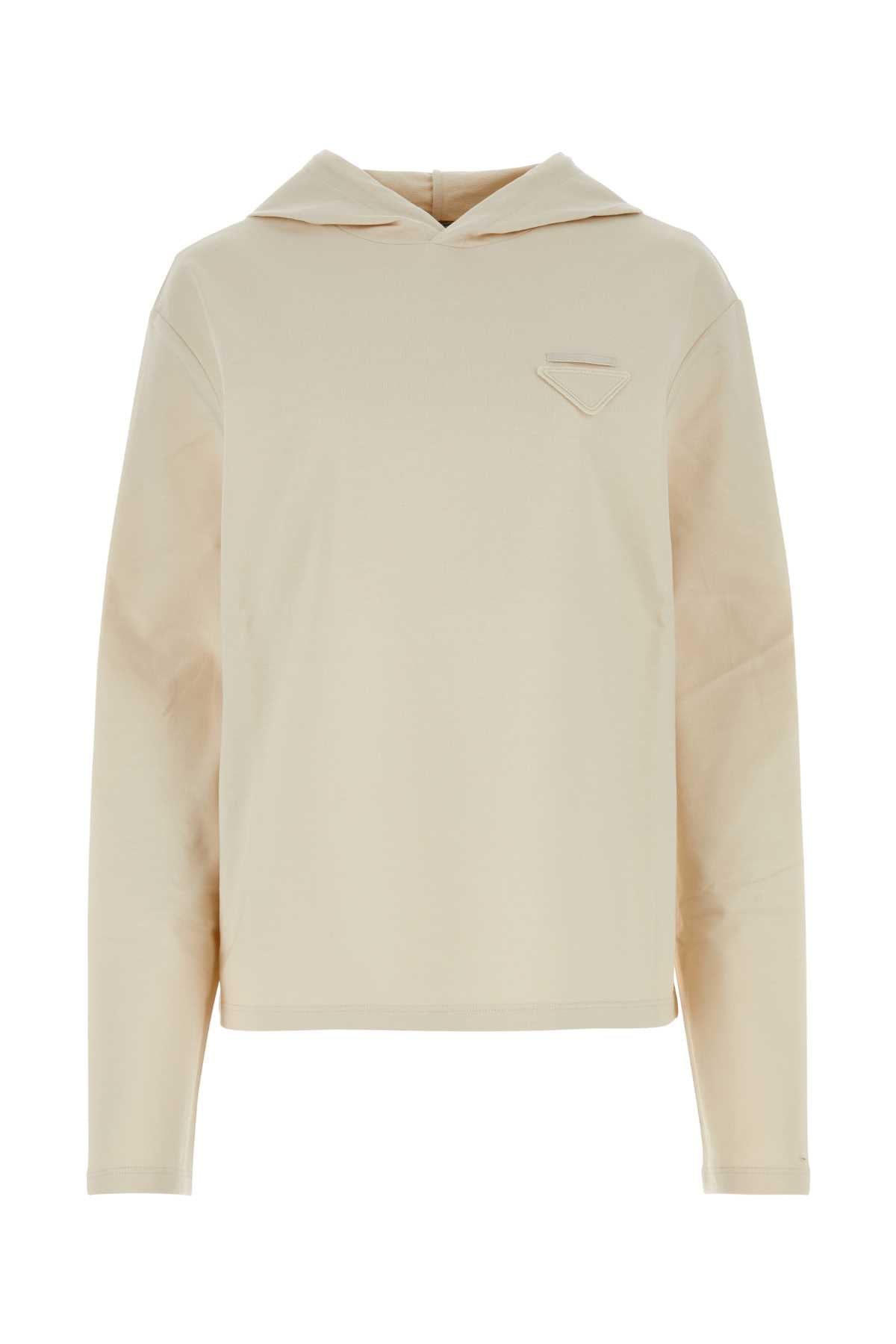 Prada Women Sand Stretch Cotton Oversize Sweatshirt by Luosophy