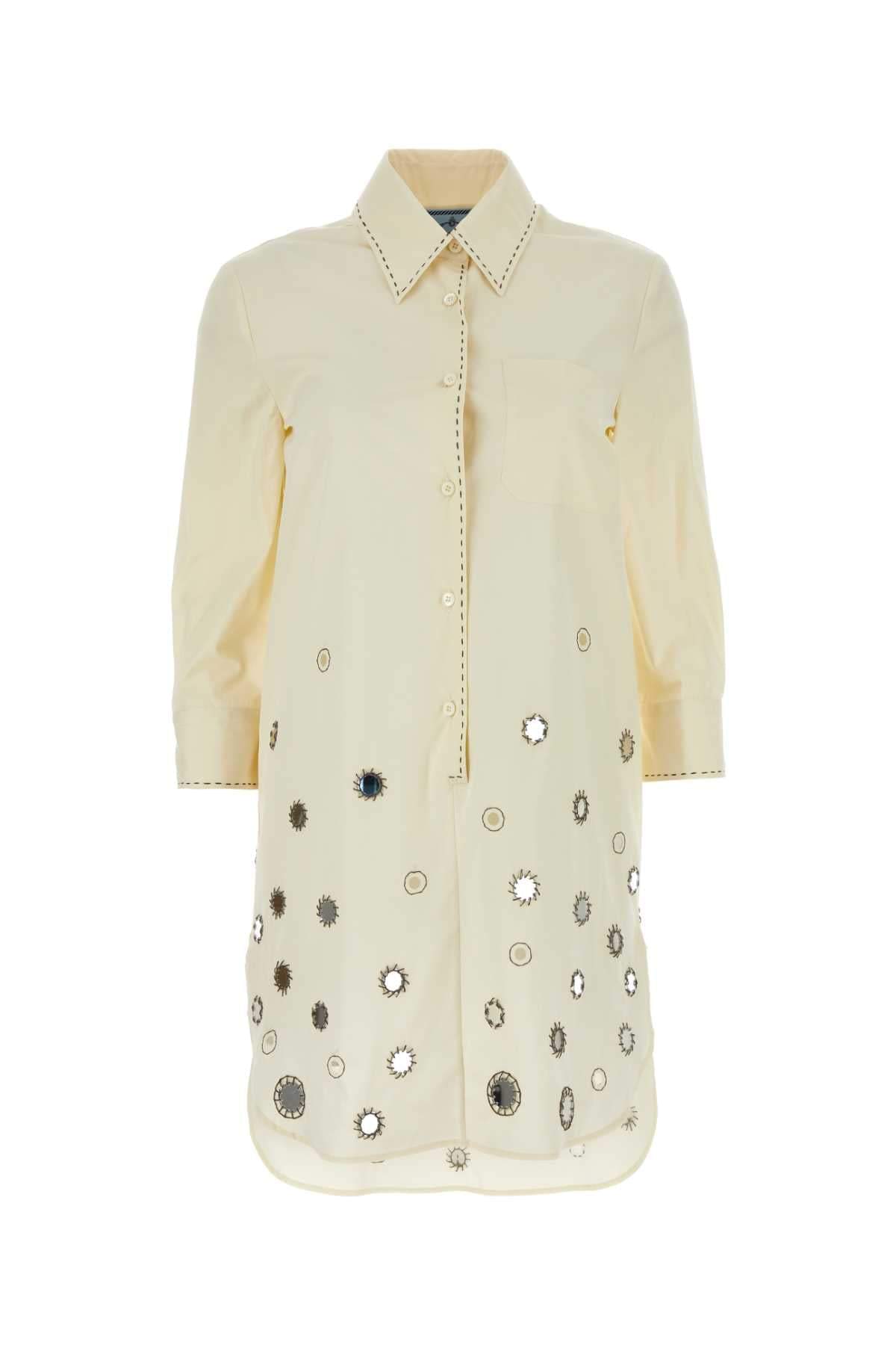 Prada Women Sand Cotton Shirt Dress DestGlow