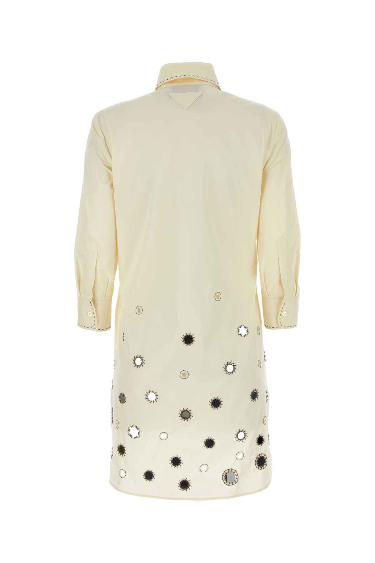 Prada Women Sand Cotton Shirt Dress DestGlow