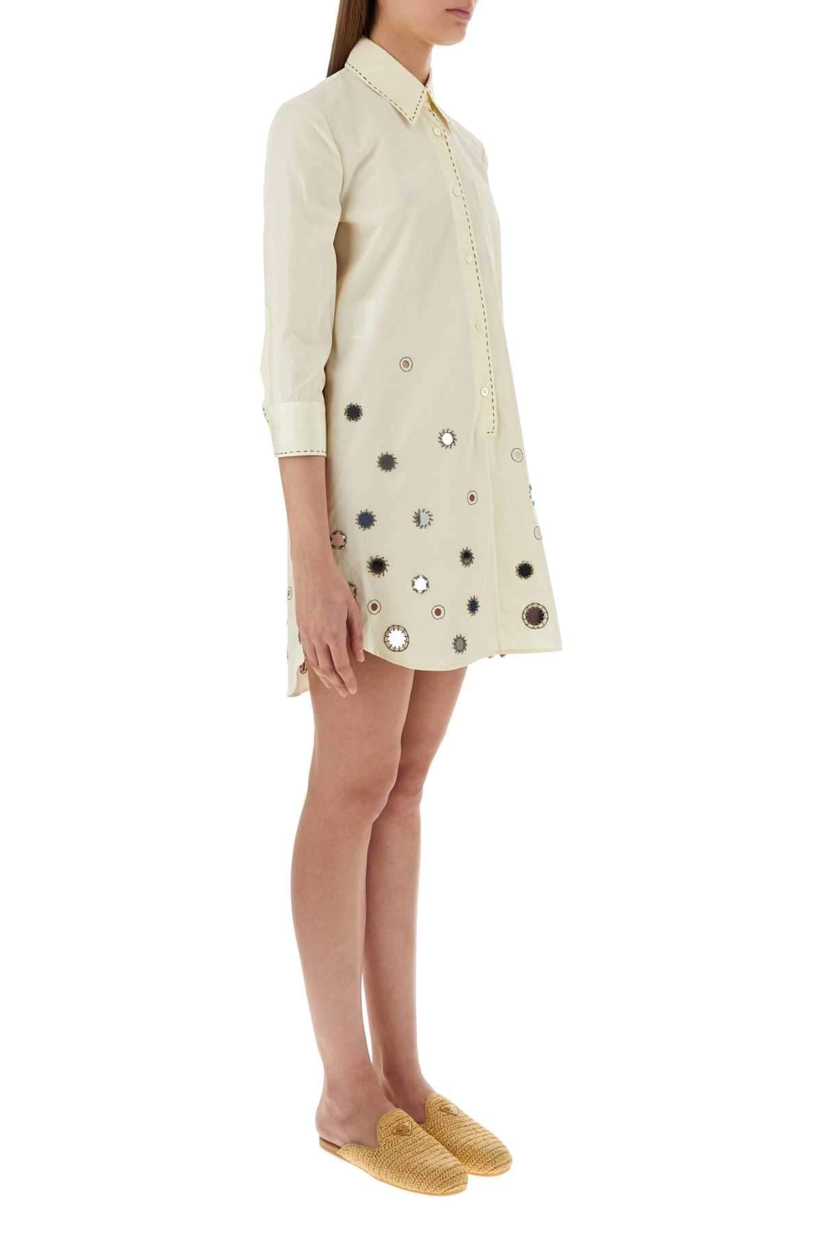 Prada Women Sand Cotton Shirt Dress DestGlow