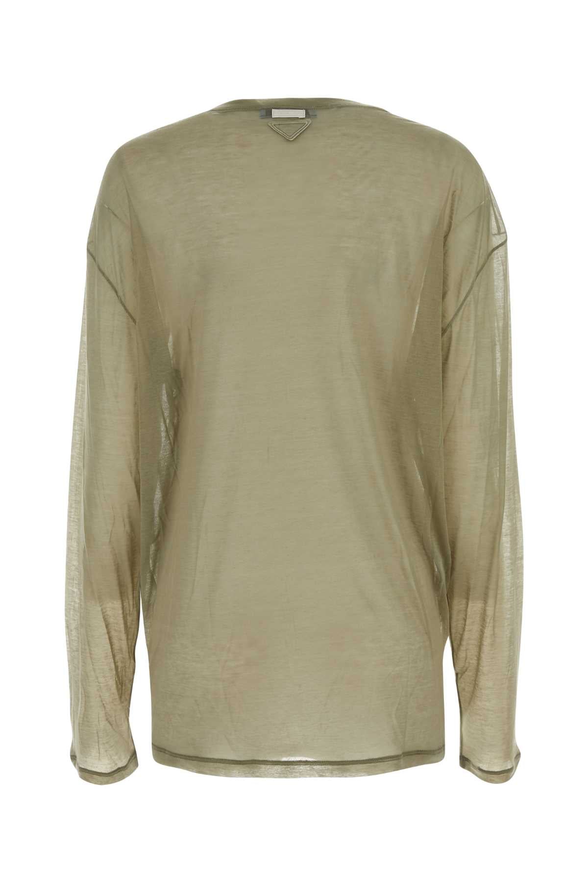 Prada Women Khaki Lyocell Blend Oversize T-Shirt by Luosophy