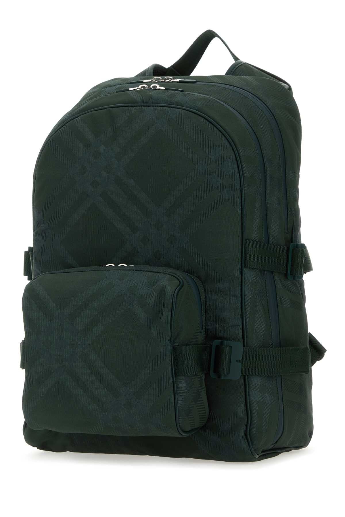 Burberry Men Bottle Green Nylon Blend Check Backpack DestGlow
