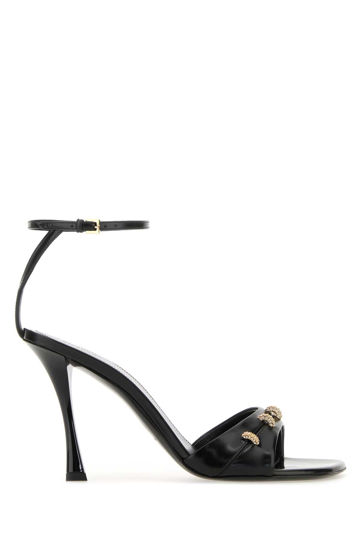 Givenchy Women Black Leather Stitch Sandals by Luosophy