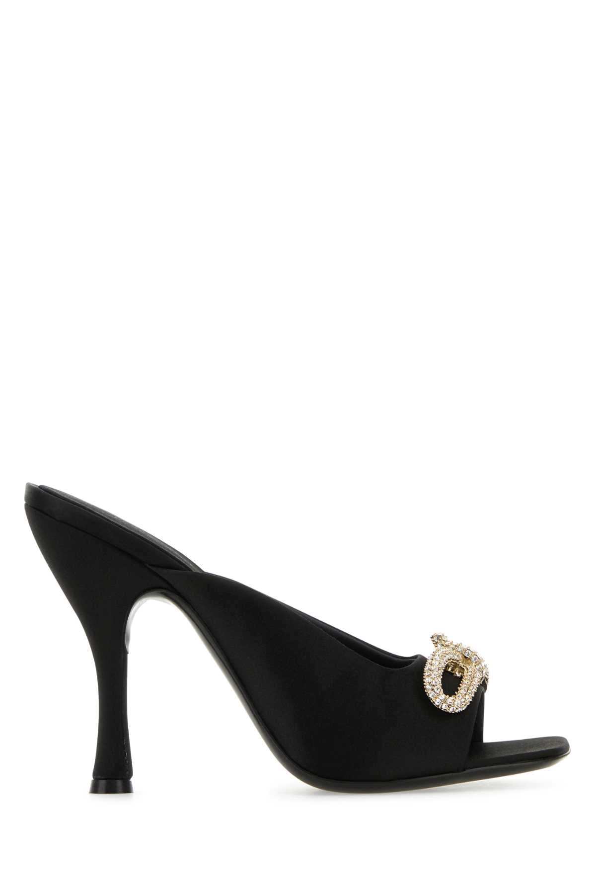 Salvatore Ferragamo Women Black Satin Mules by Luosophy