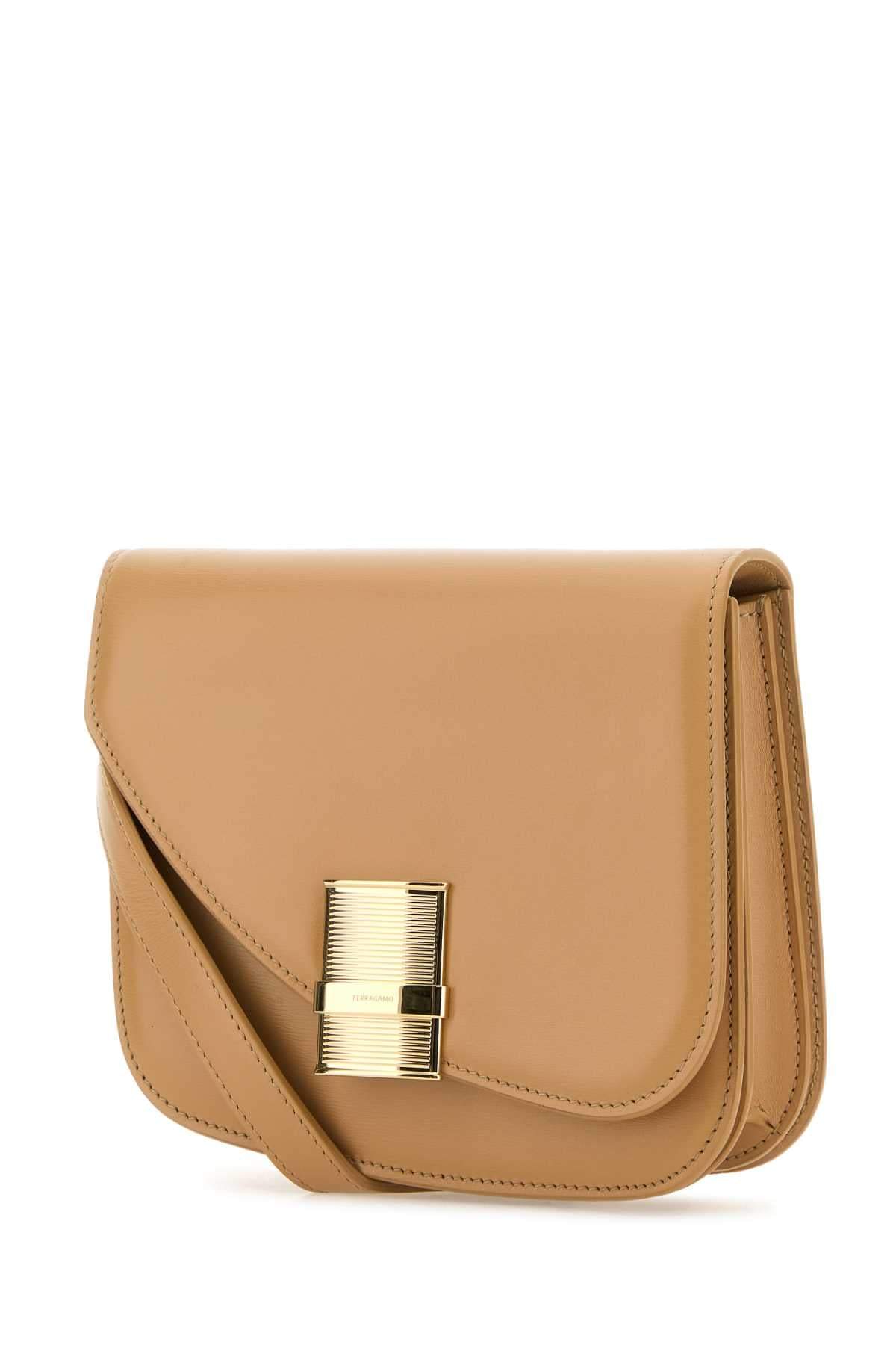 Salvatore Ferragamo Women Beige Leather Small Fiamma Crossbody Bag DestGlow