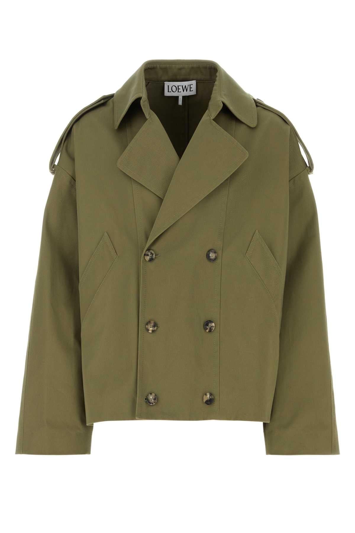 Loewe Men Green Cotton Trench Coat DestGlow