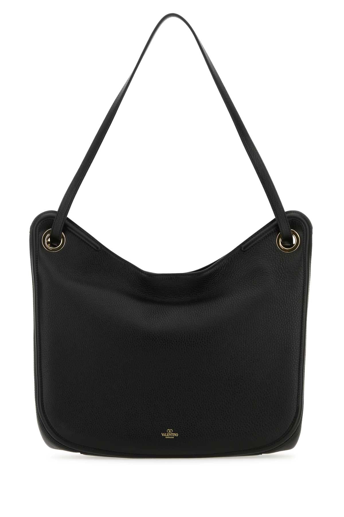 Valentino Garavani Women Black Leather Vlogo Moon Shopping Bag DestGlow