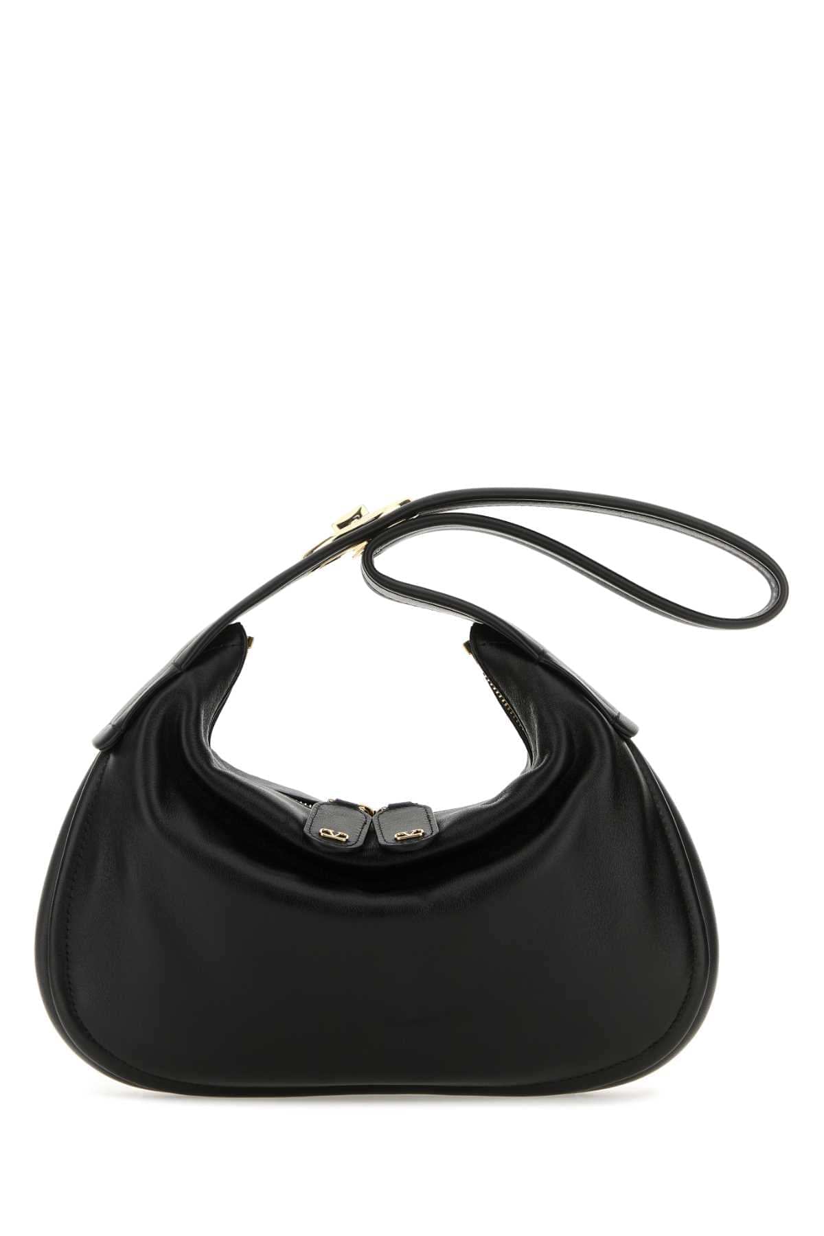 Valentino Garavani Women Black Nappa Leather Small Go-Hobo Shoulder Bag DestGlow