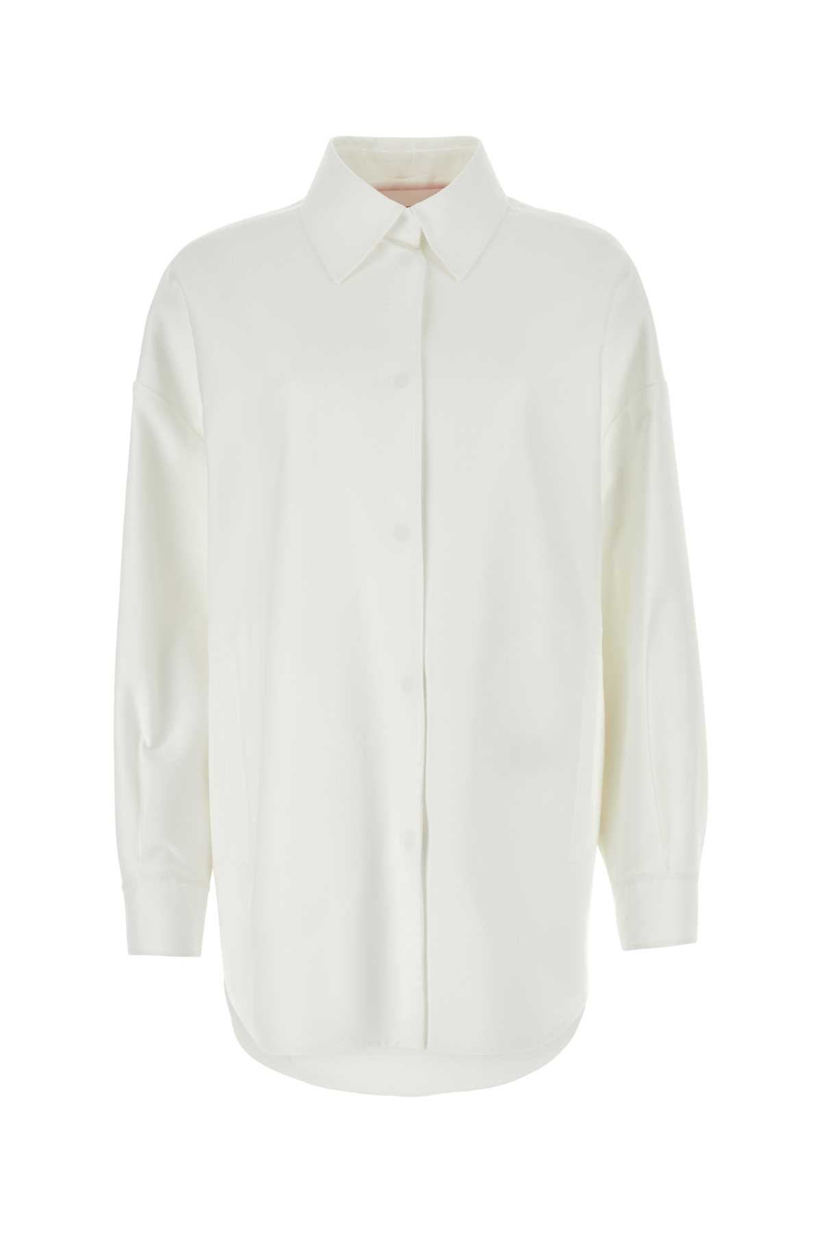 Valentino Garavani Women White Cotton Blend Oversize Shirt DestGlow