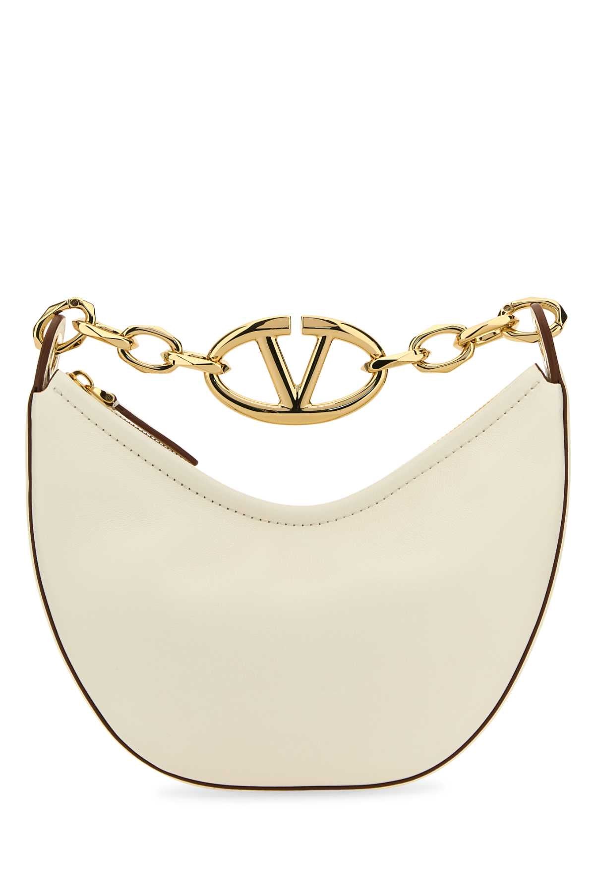 Valentino Garavani Women Ivory Leather Mini Hobo Vlogo Moon Handbag DestGlow