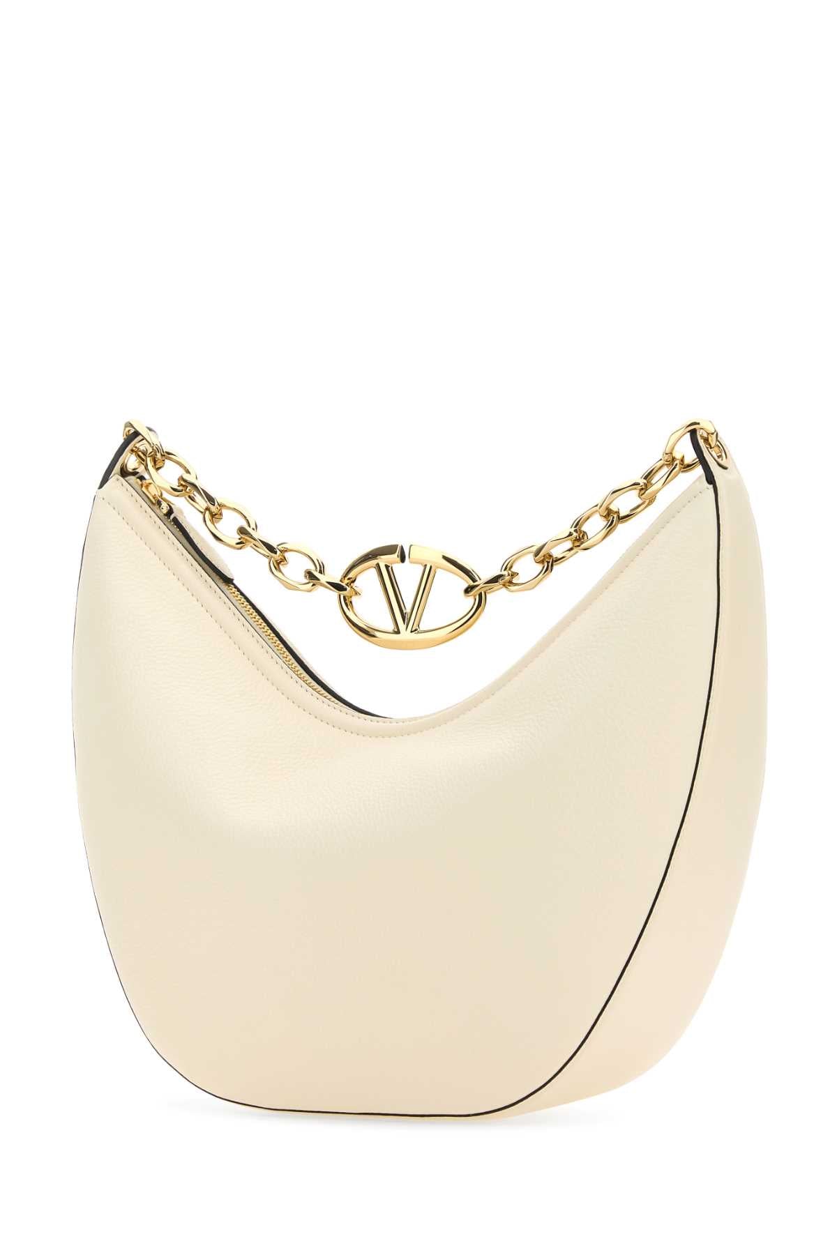 Valentino Garavani Women Ivory Leather Medium Hobo Vlogo Moon Shoulder Bag DestGlow