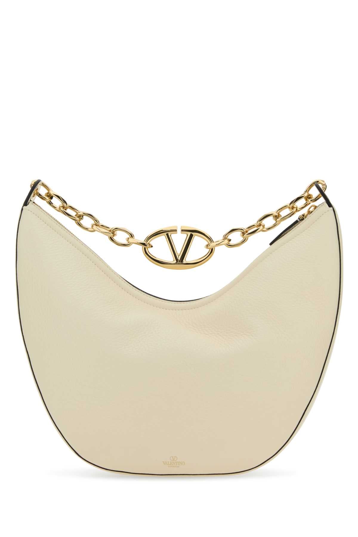 Valentino Garavani Women Ivory Leather Medium Hobo Vlogo Moon Shoulder Bag DestGlow