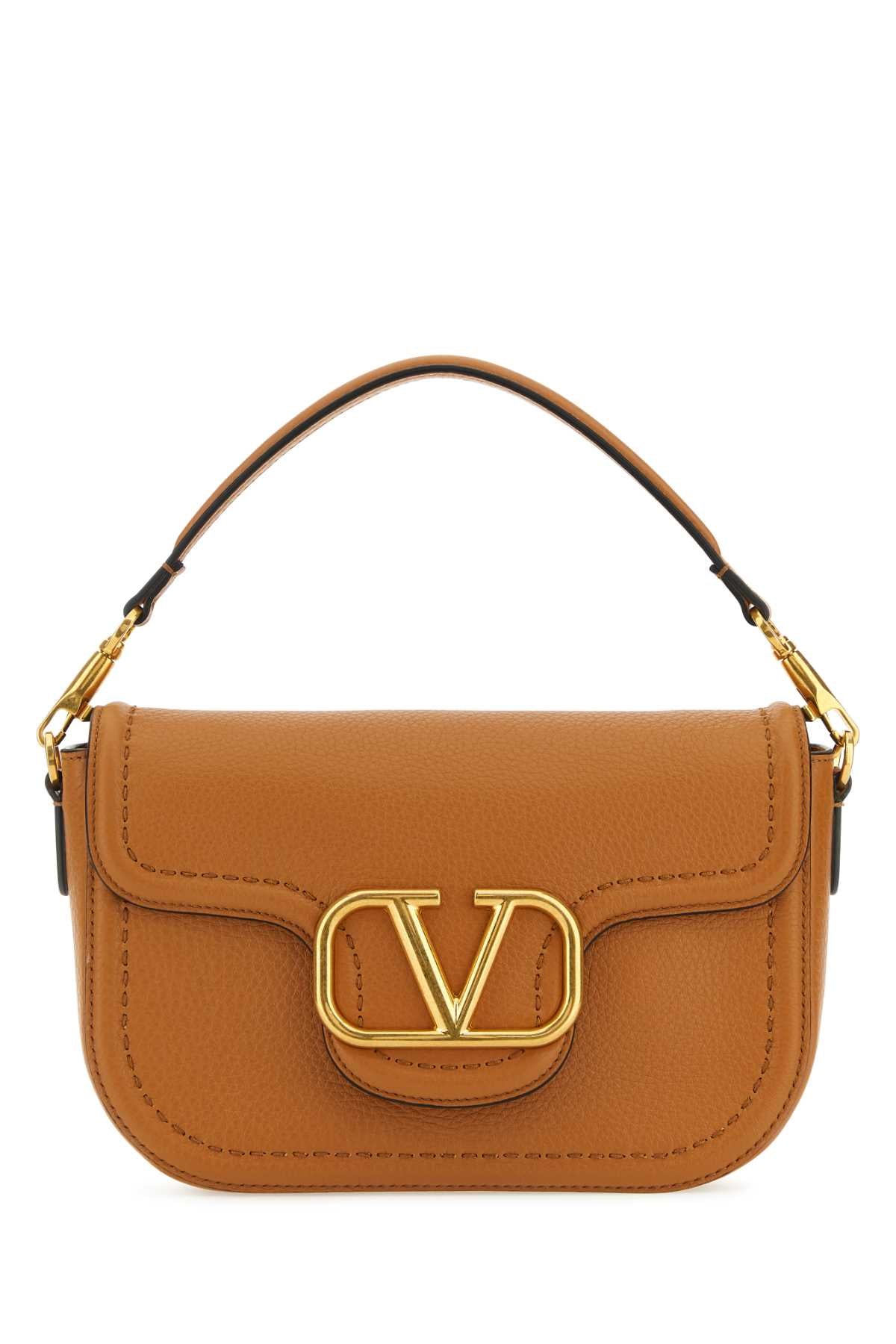 Valentino Garavani Women Camel Leather Alltime Shoulder Bag DestGlow