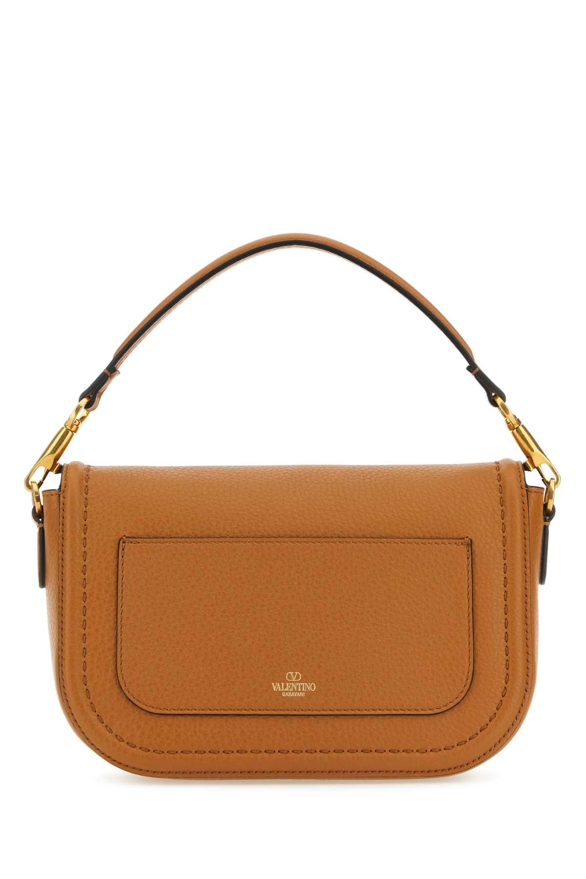 Valentino Garavani Women Camel Leather Alltime Shoulder Bag DestGlow