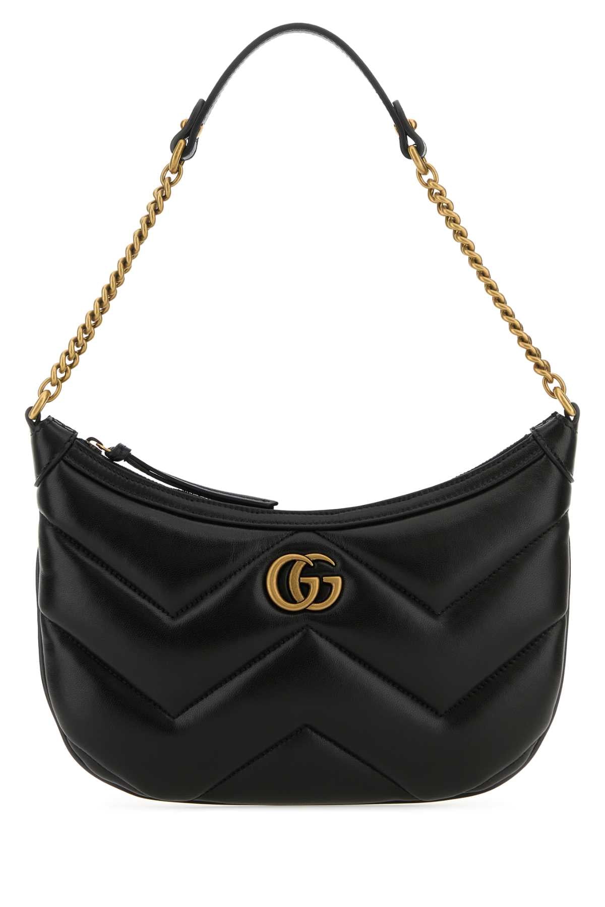 Gucci Women Black Leather Gg Marmont Shoulder Bag DestGlow