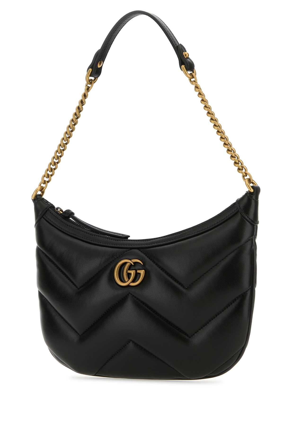 Gucci Women Black Leather Gg Marmont Shoulder Bag DestGlow