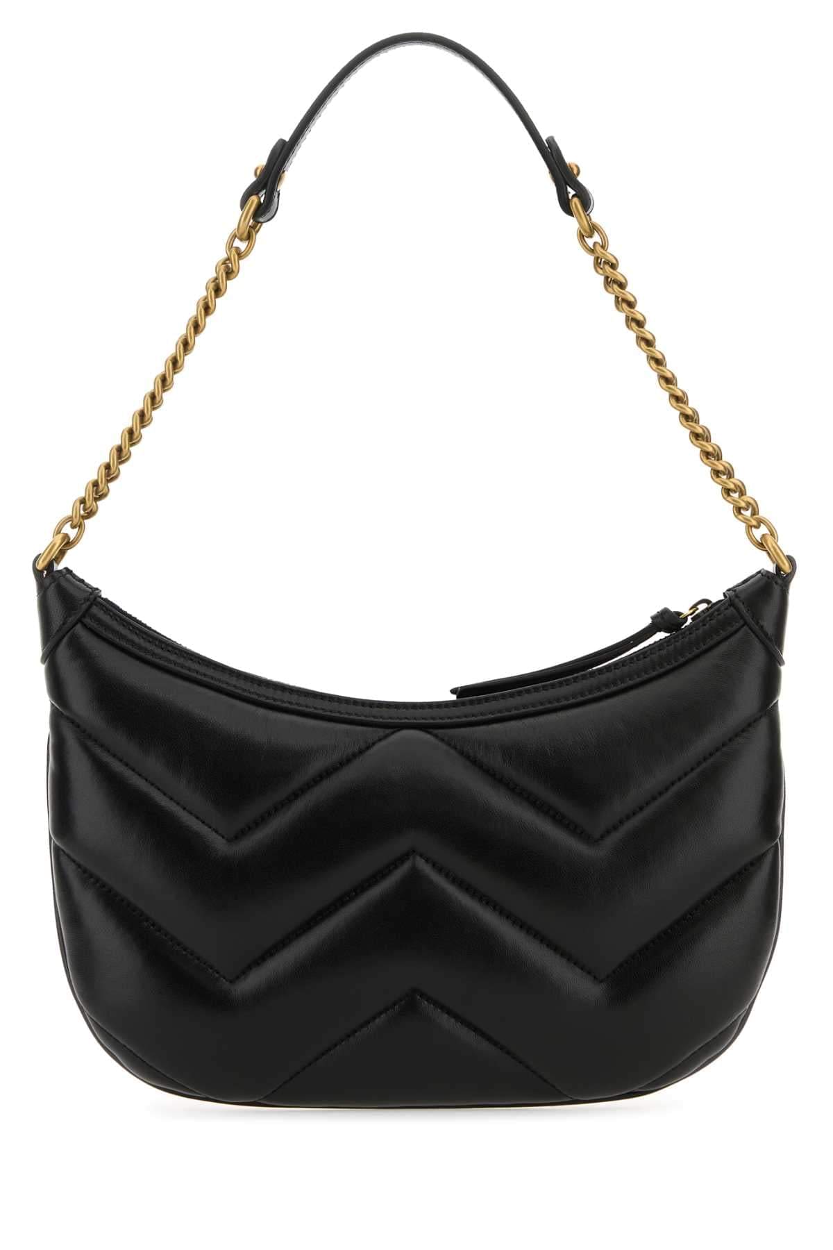 Gucci Women Black Leather Gg Marmont Shoulder Bag DestGlow