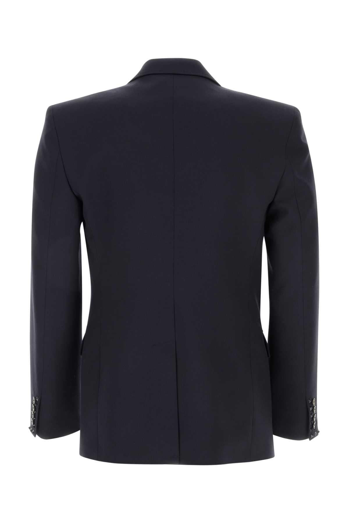 Valentino Garavani Men Midnight Blue Wool Blazer DestGlow