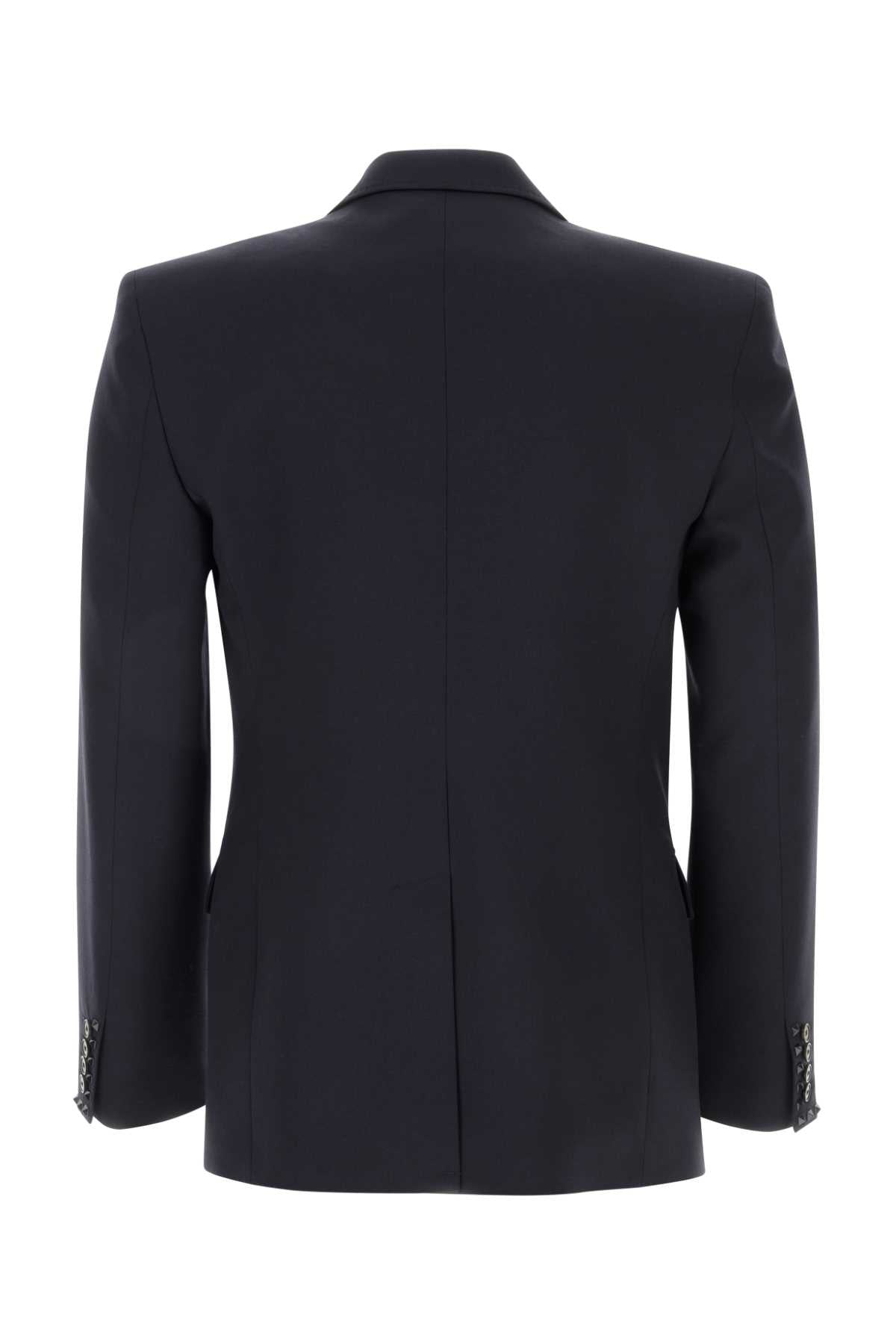 Valentino Garavani Men Midnight Blue Wool Blazer by Luosophy