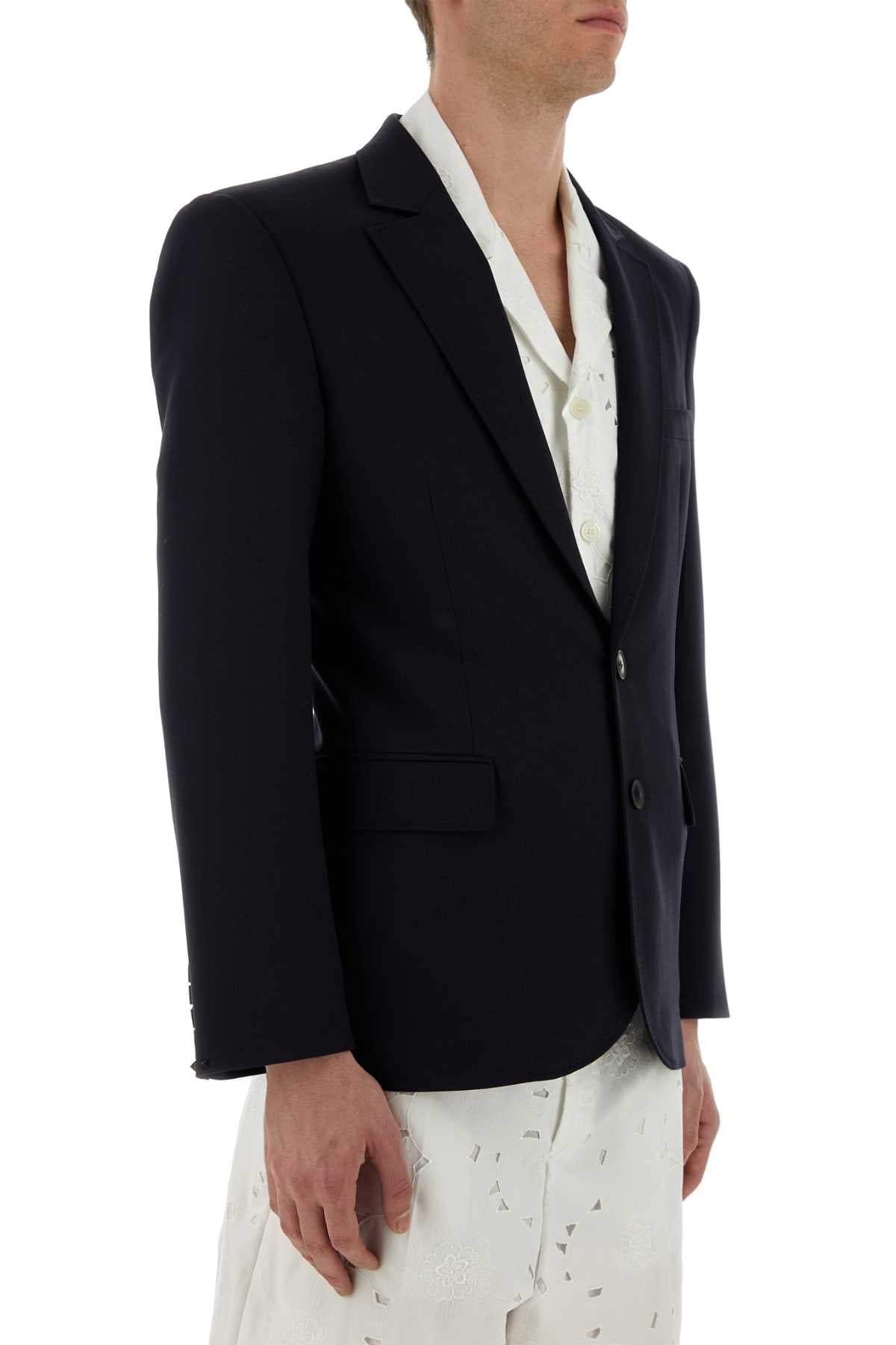 Valentino Garavani Men Midnight Blue Wool Blazer DestGlow