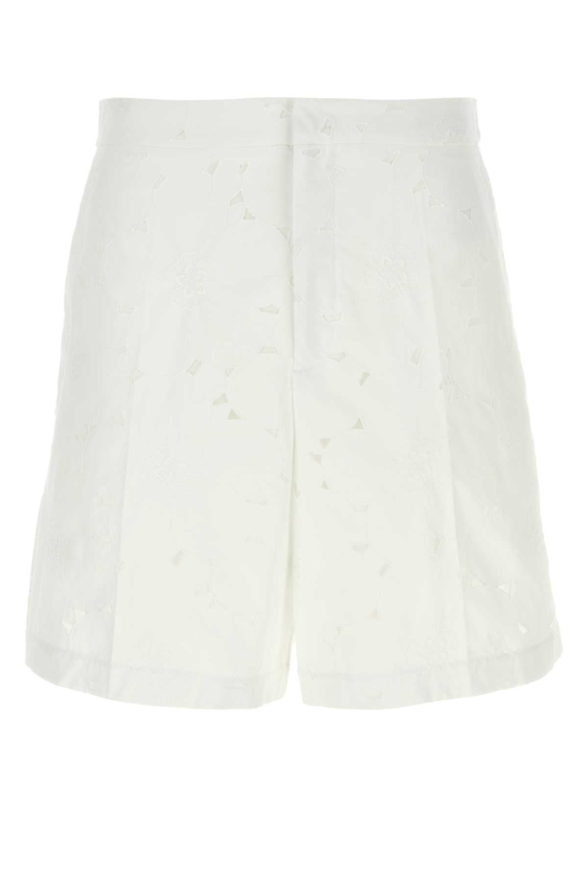 Valentino Garavani Men White Cotton Blend Bermuda Shorts DestGlow