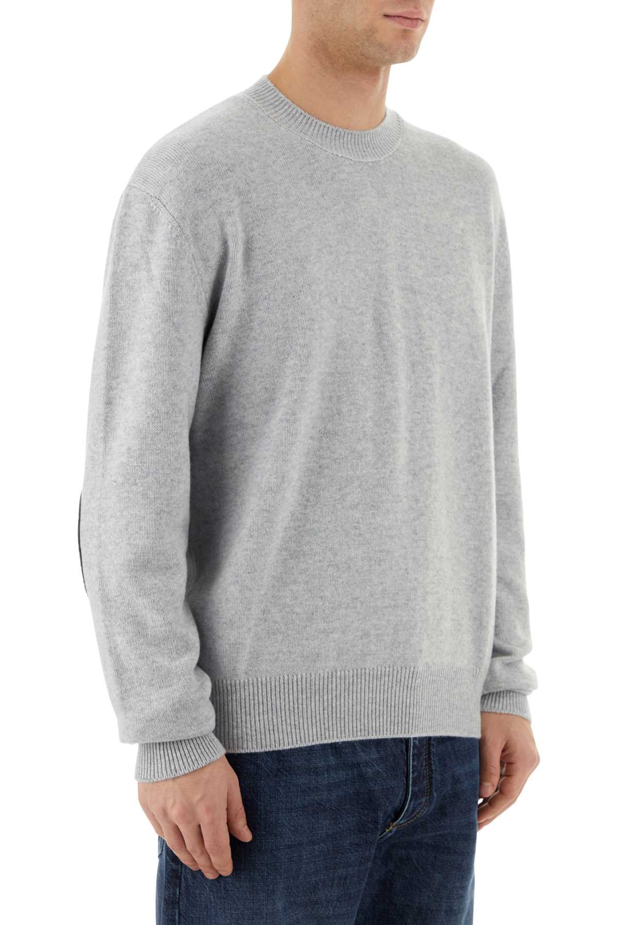 Bottega Veneta Men Melange Grey Stretch Cashmere Blend Sweater DestGlow