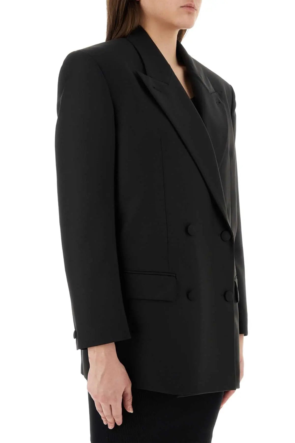 Givenchy Women Black Wool Blend Oversize Blazer DestGlow