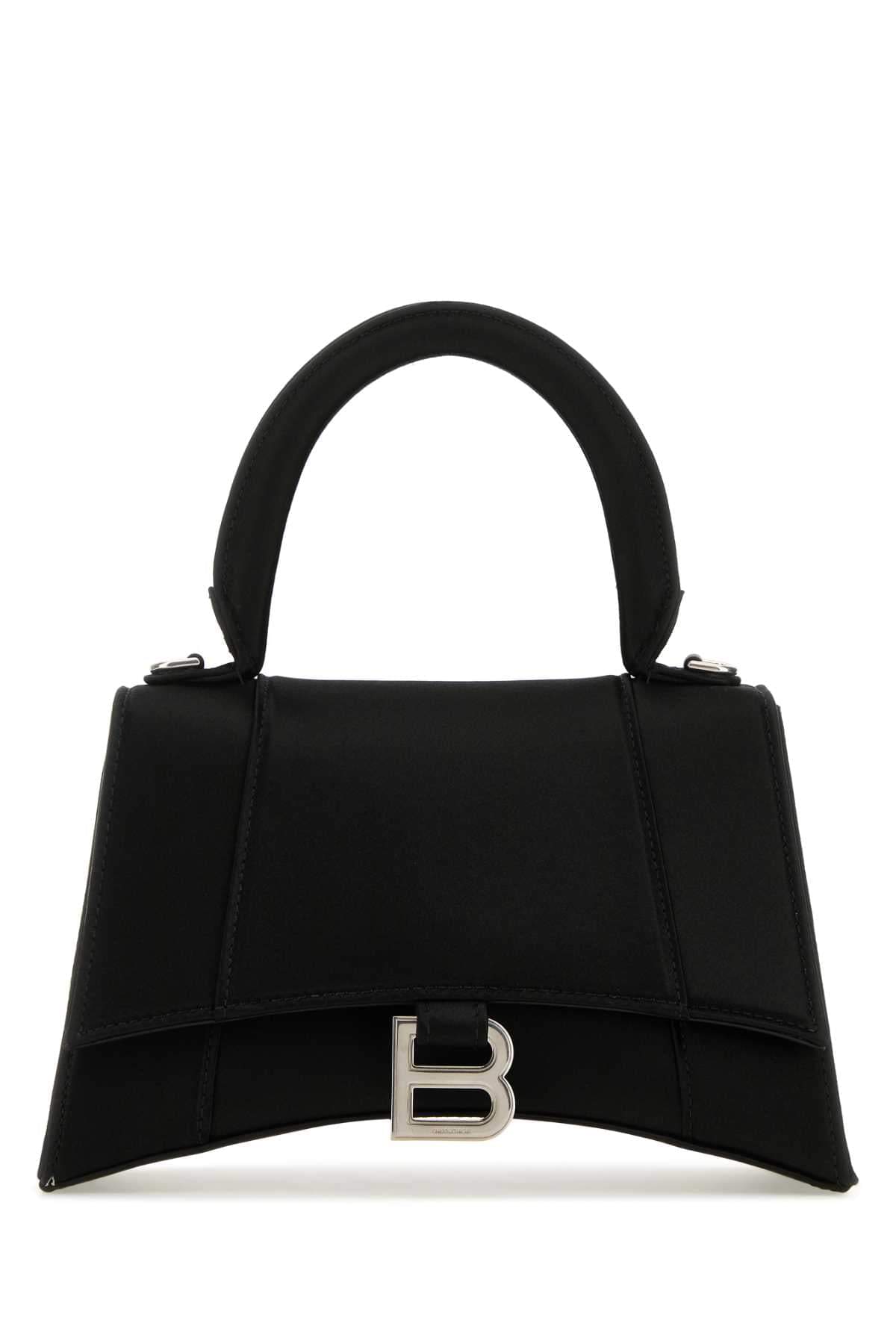 Balenciaga Women Black Satin Small Hourglass Handbag DestGlow