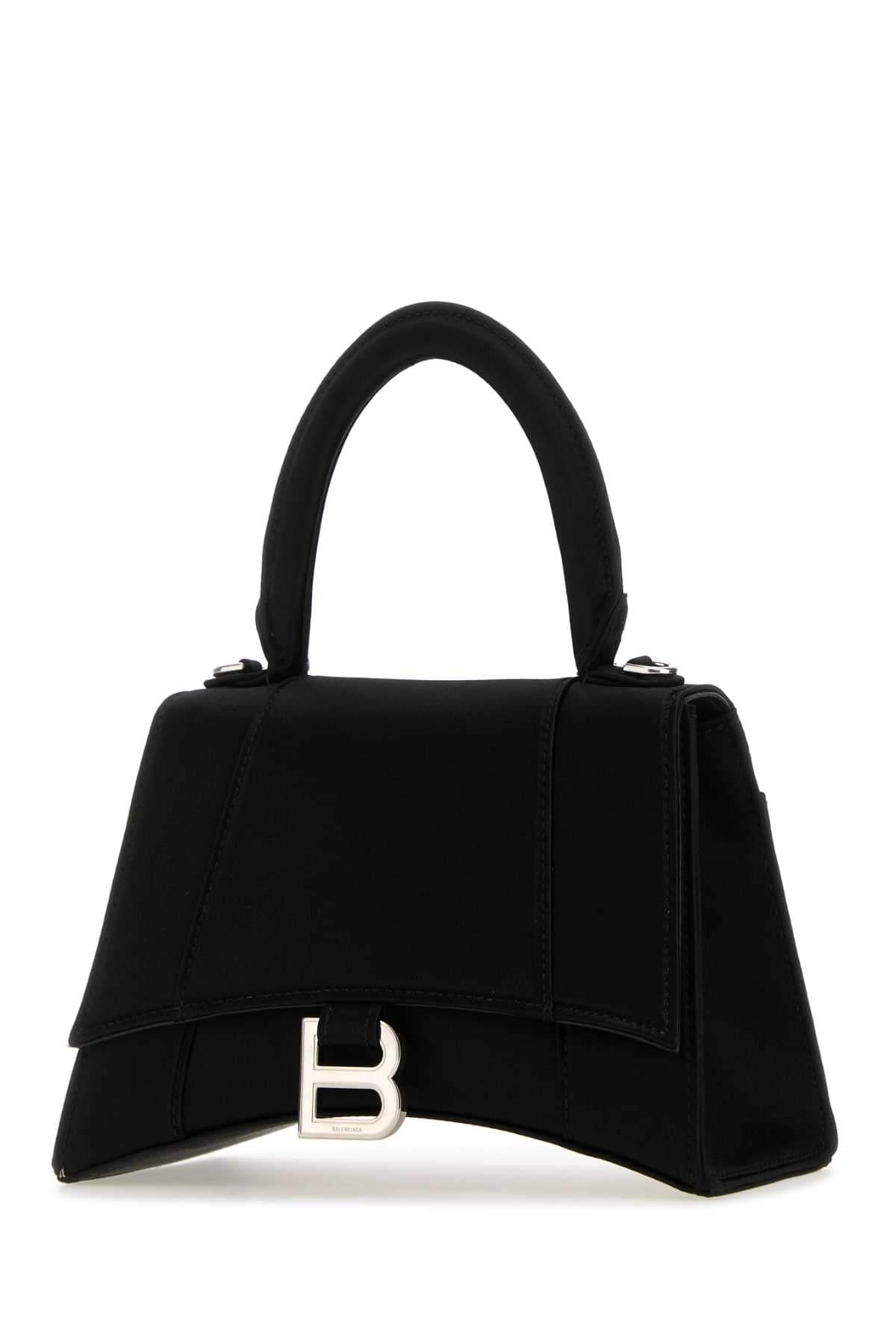 Balenciaga Women Black Satin Small Hourglass Handbag DestGlow