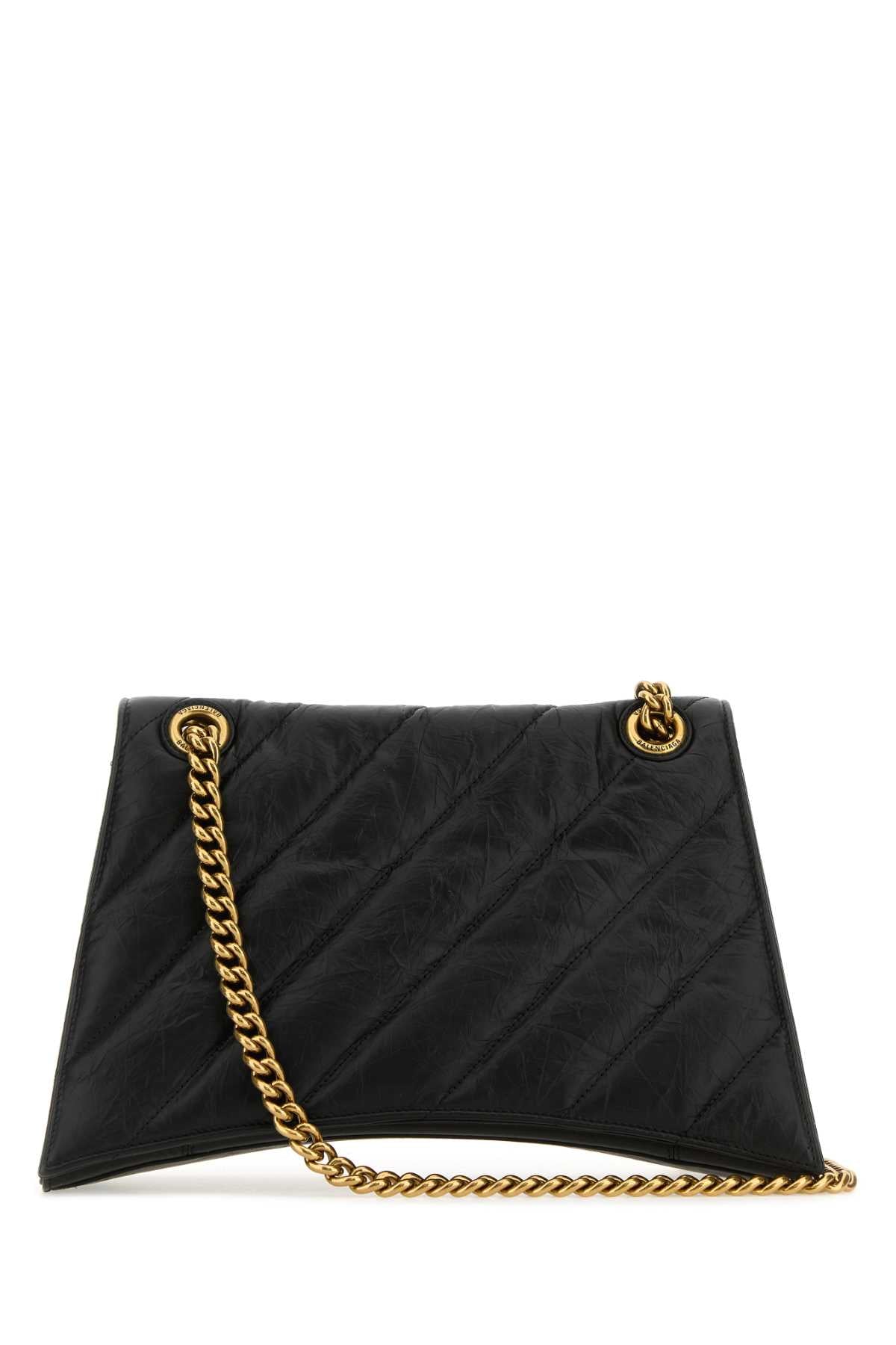 Balenciaga Women Black Leather Crush M Shoulder Bag DestGlow